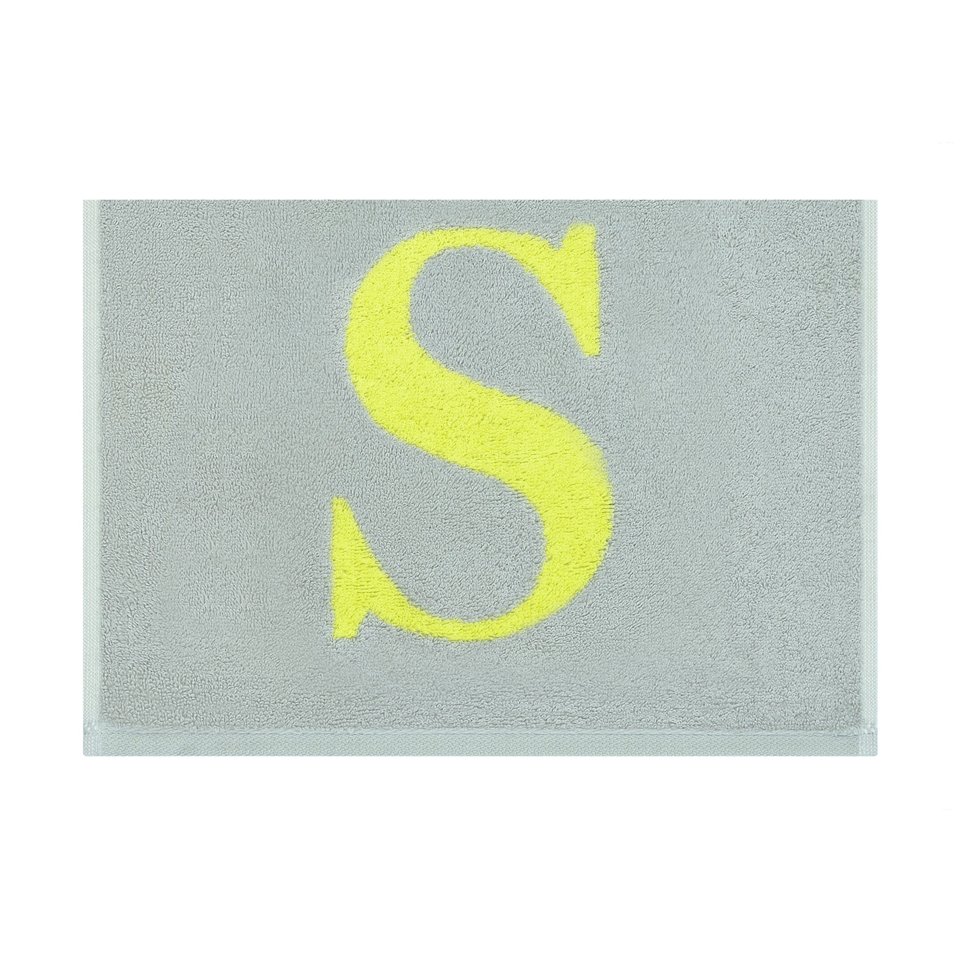 2er Set - Kleines Handtuch mit Buchstabe "S" – Silber / Lime
