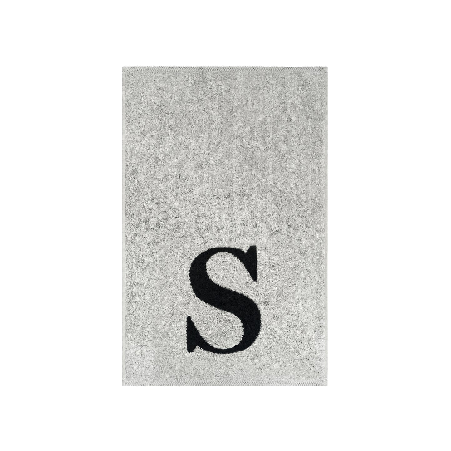 2er Set - Kleines Handtuch mit Buchstabe "S" – Silber / Schwarz