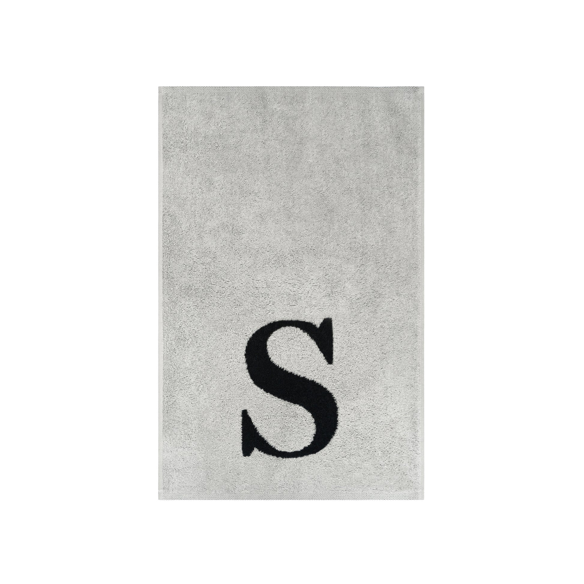2er Set - Kleines Handtuch mit Buchstabe "S" – Silber / Schwarz