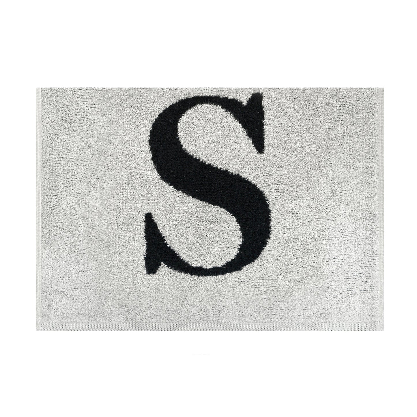 2er Set - Kleines Handtuch mit Buchstabe "S" – Silber / Schwarz