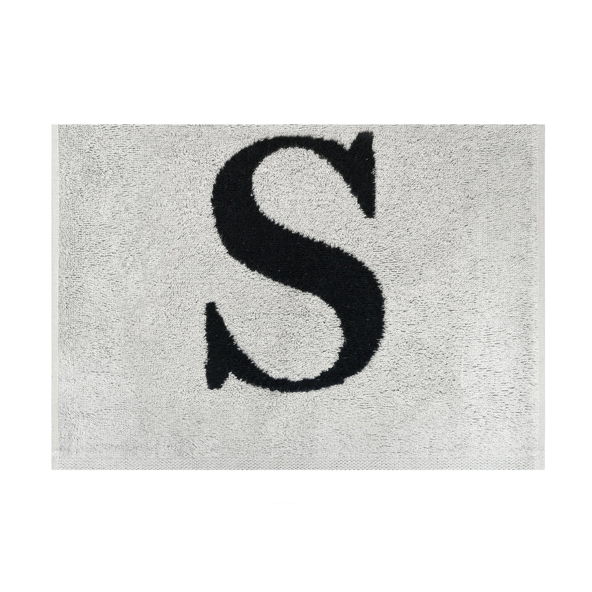 2er Set - Kleines Handtuch mit Buchstabe "S" – Silber / Schwarz