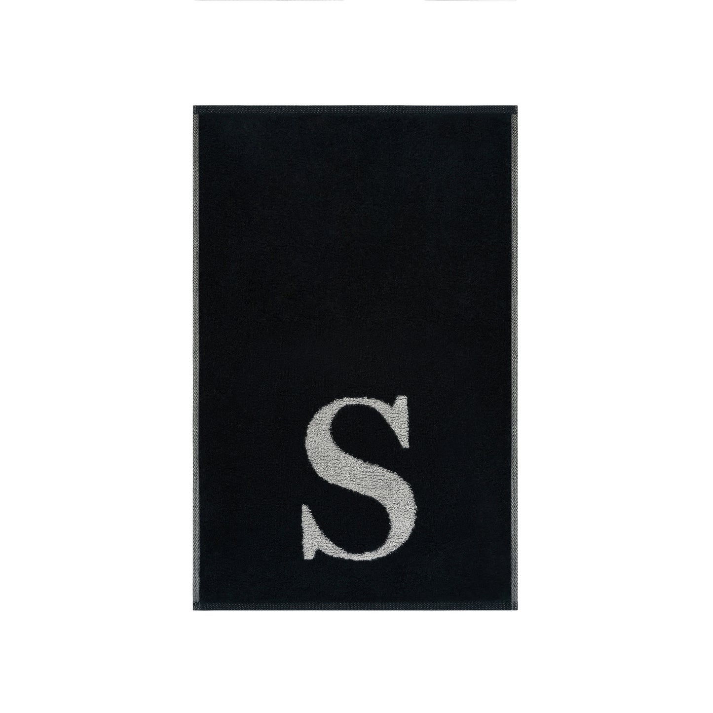 2er Set - Kleines Handtuch mit Buchstabe "S" – Silber / Schwarz
