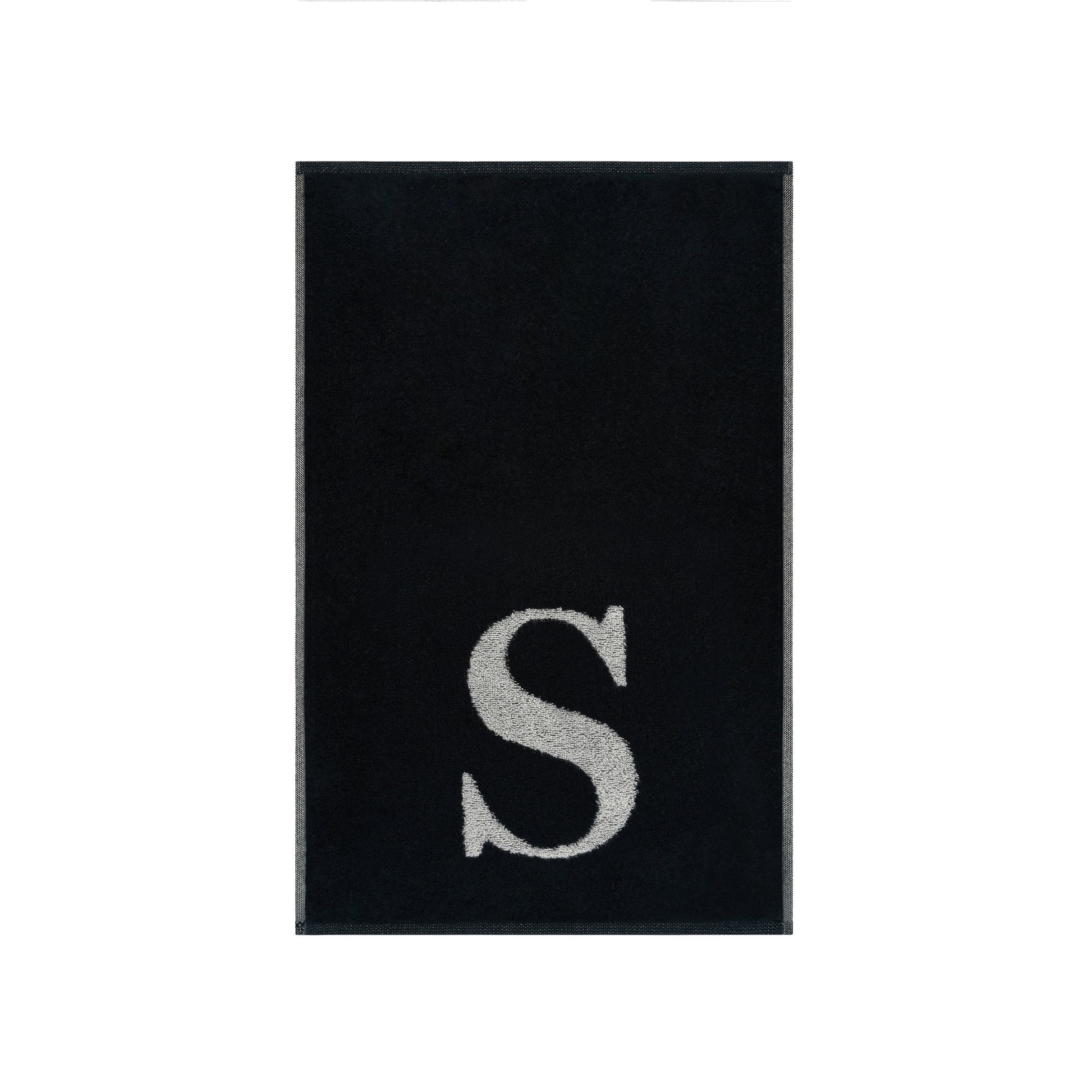 2er Set - Kleines Handtuch mit Buchstabe "S" – Silber / Schwarz