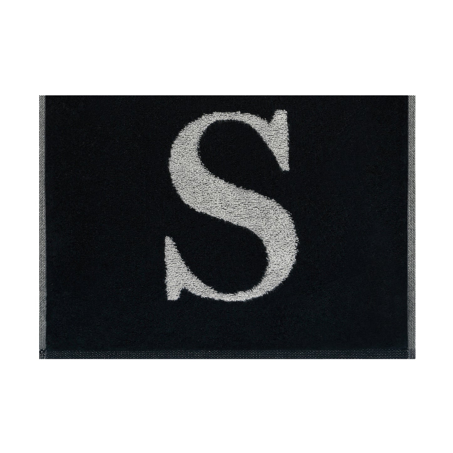 2er Set - Kleines Handtuch mit Buchstabe "S" – Silber / Schwarz