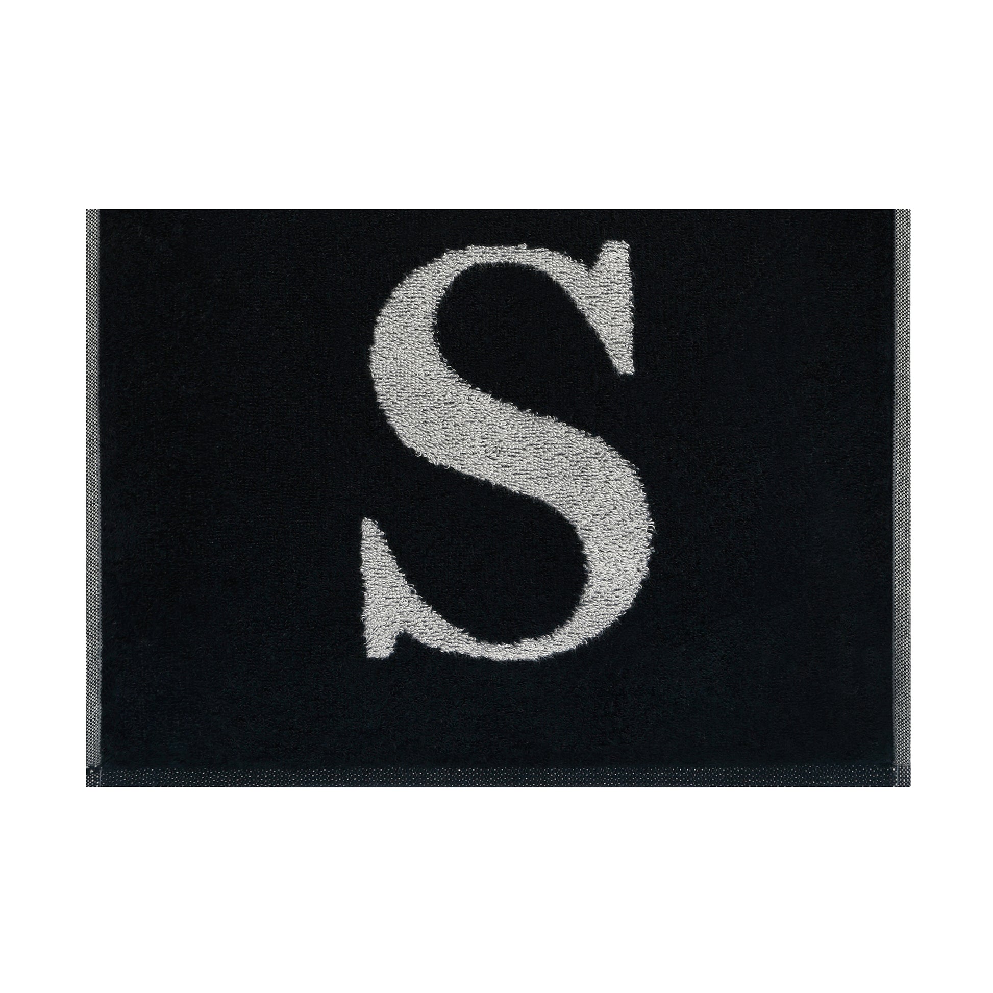 2er Set - Kleines Handtuch mit Buchstabe "S" – Silber / Schwarz