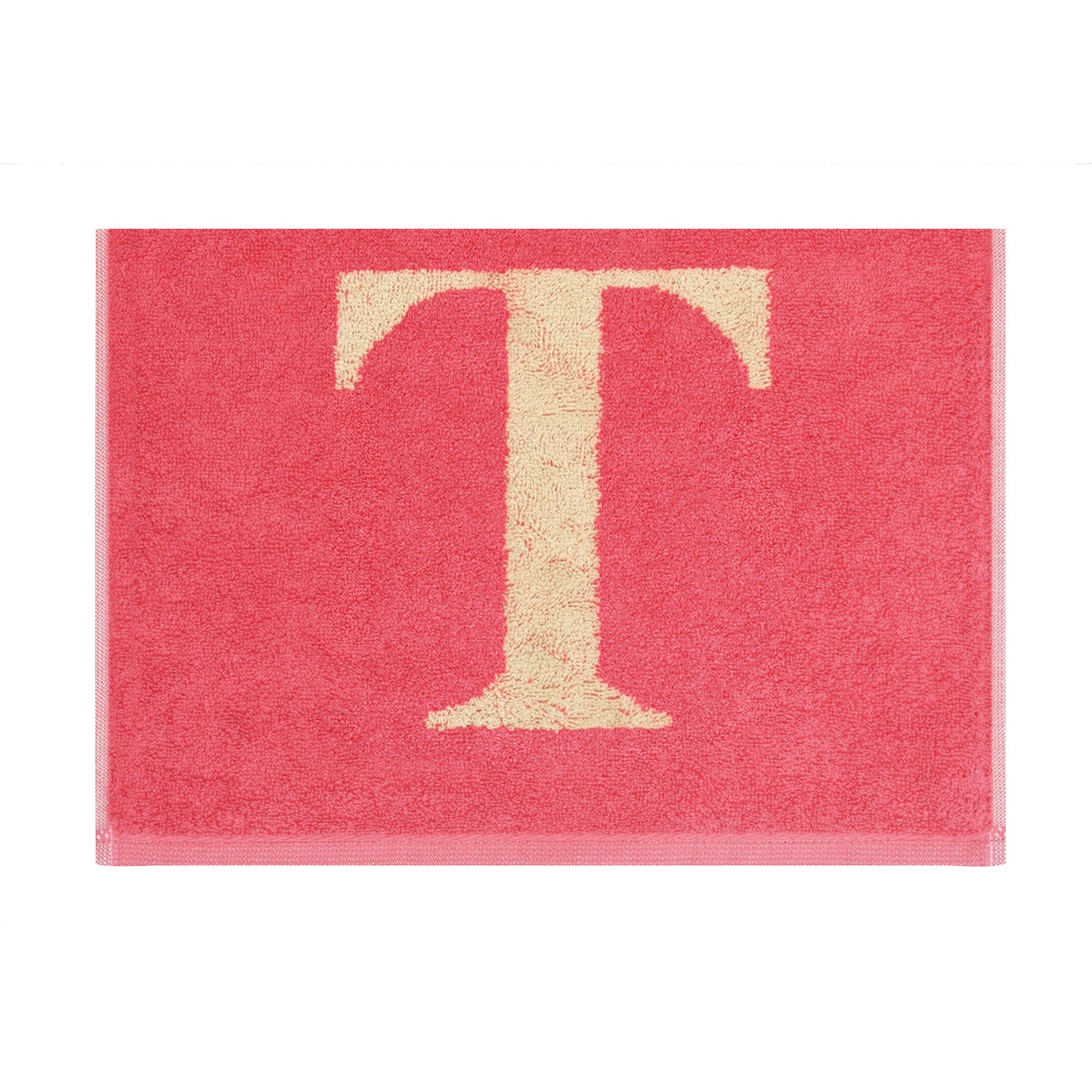 2er Set - Kleines Handtuch mit Buchstabe "T" – Natur / Pink / Orange
