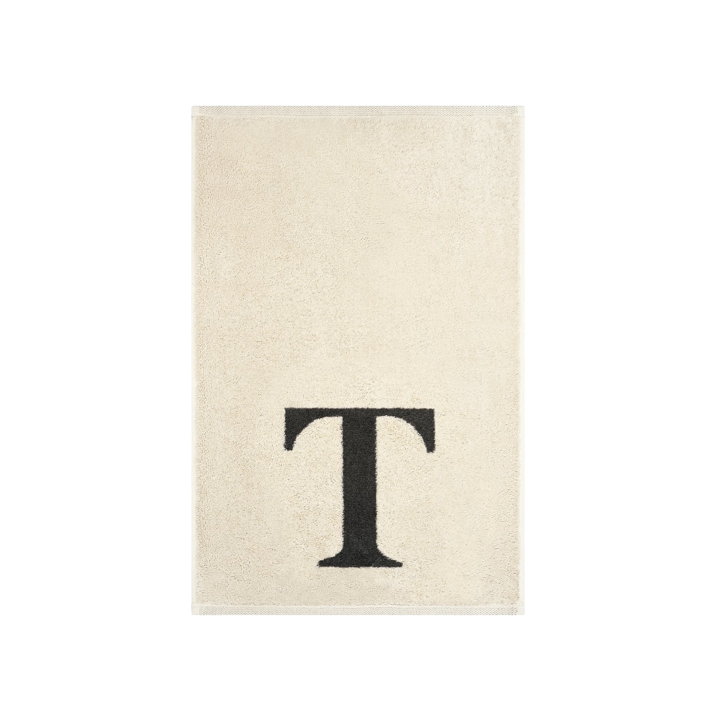 2er Set - Kleines Handtuch mit Buchstabe "T" – Natur / Dunkelgrau