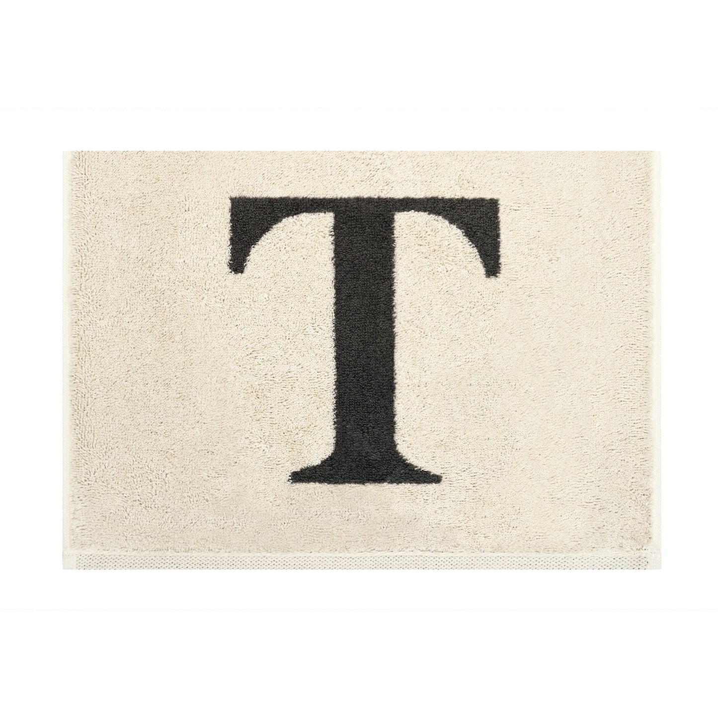 2er Set - Kleines Handtuch mit Buchstabe "T" – Natur / Dunkelgrau