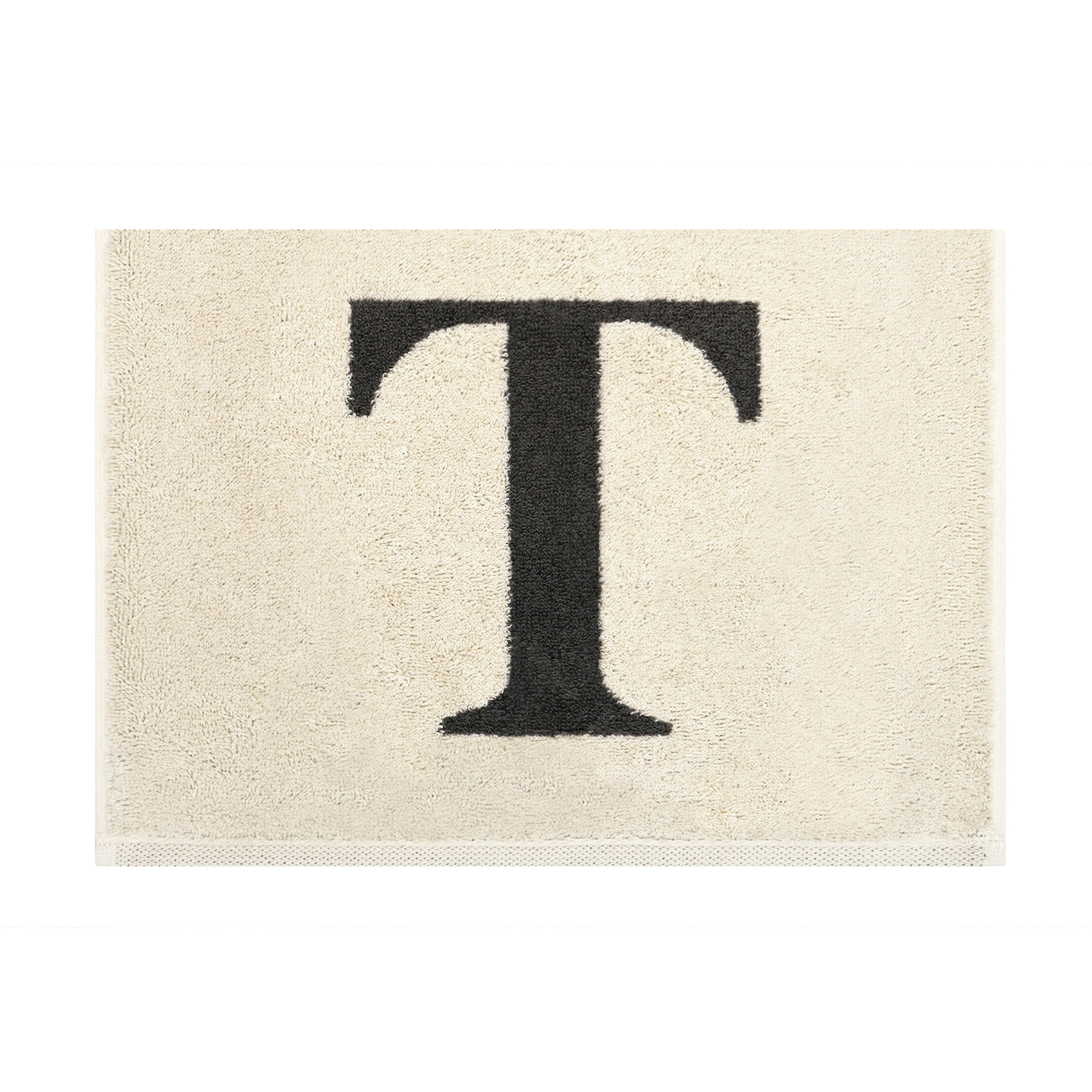2er Set - Kleines Handtuch mit Buchstabe "T" – Natur / Dunkelgrau