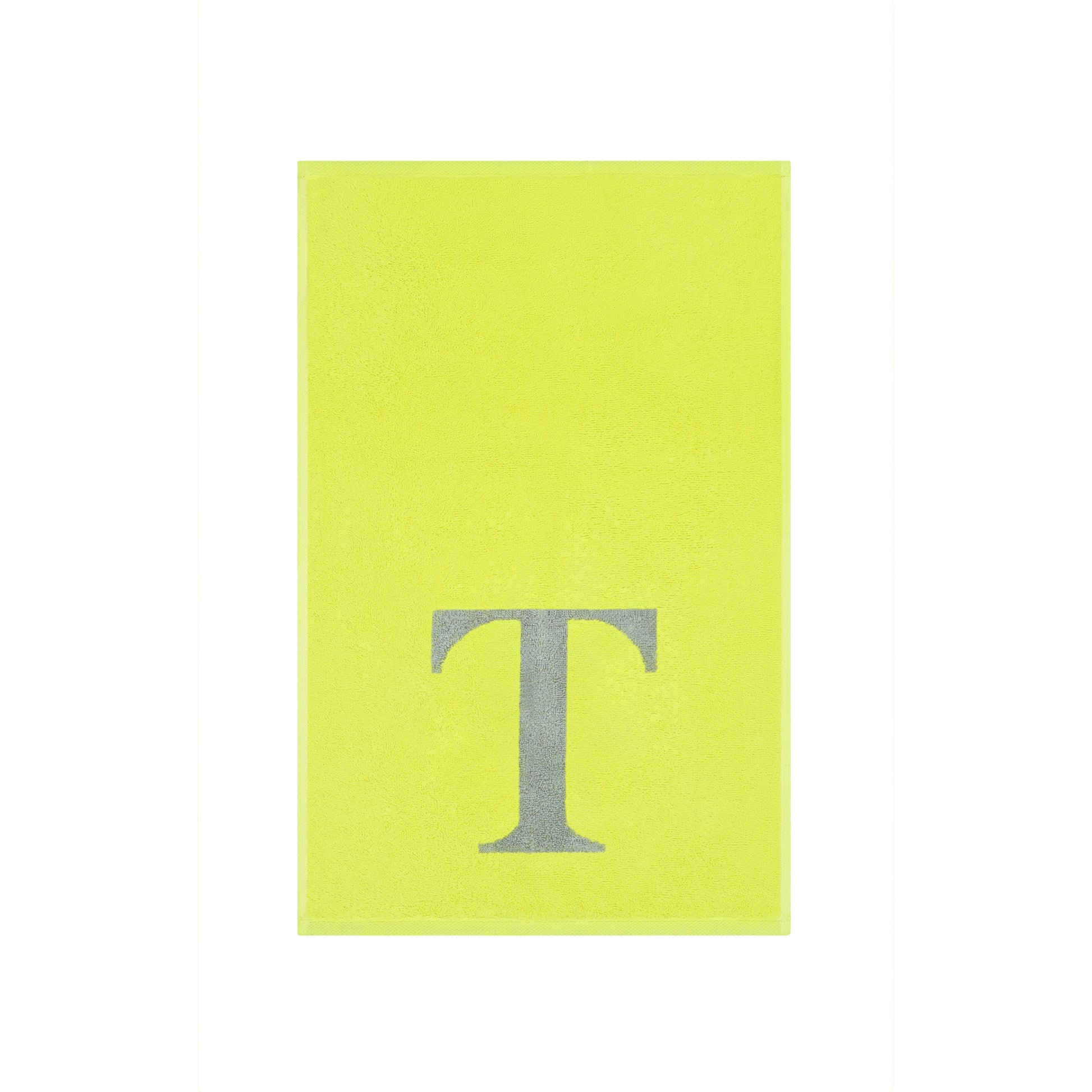2er Set - Kleines Handtuch mit Buchstabe "T" – Silber / Lime