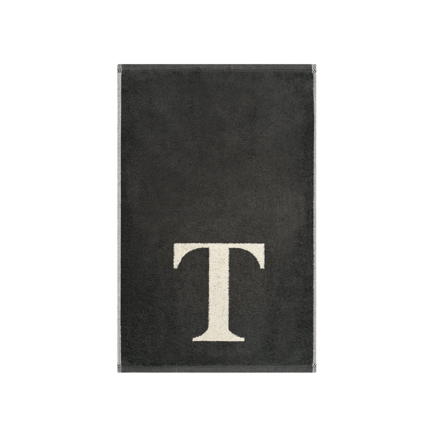 2er Set - Kleines Handtuch mit Buchstabe "T" – Natur / Dunkelgrau