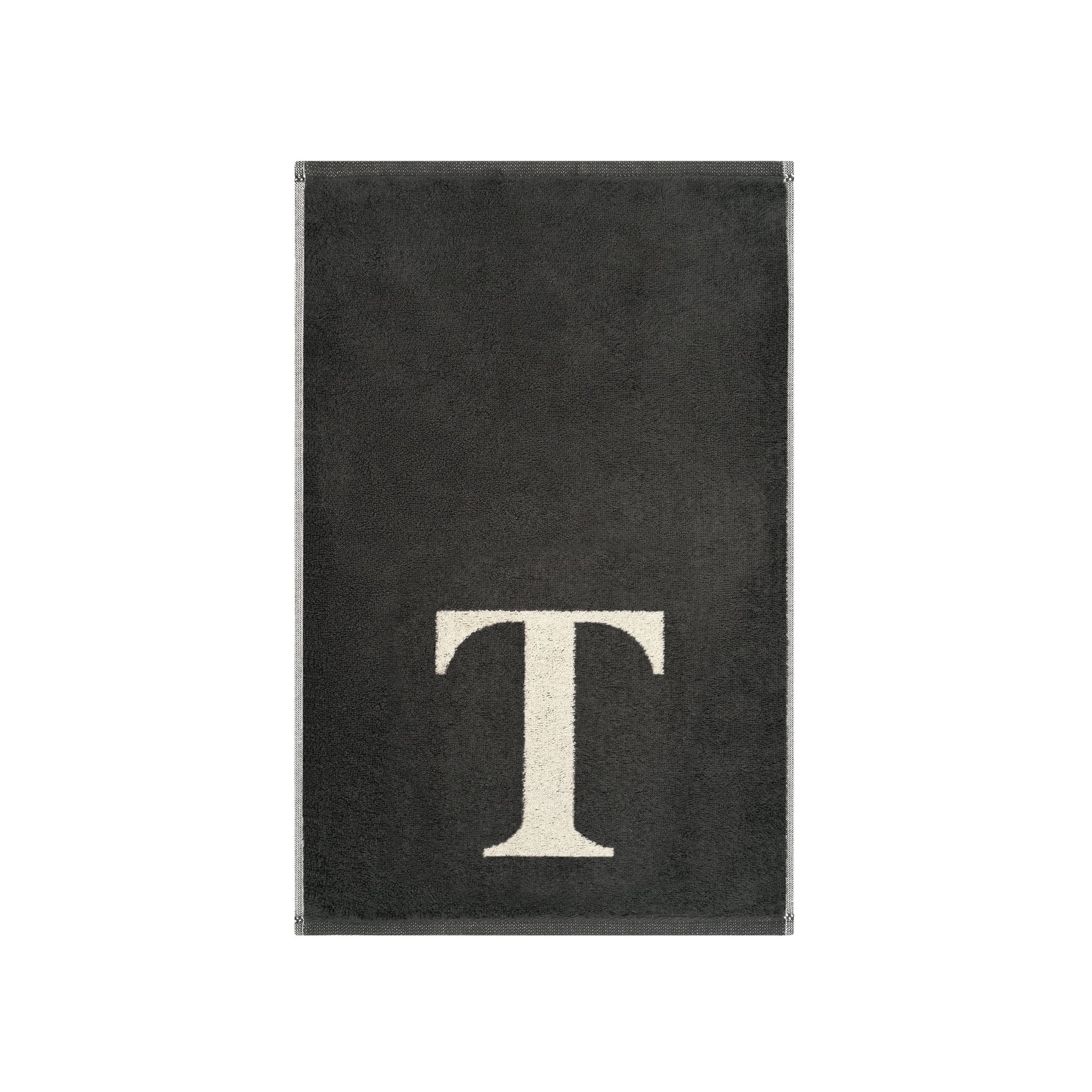 2er Set - Kleines Handtuch mit Buchstabe "T" – Natur / Dunkelgrau