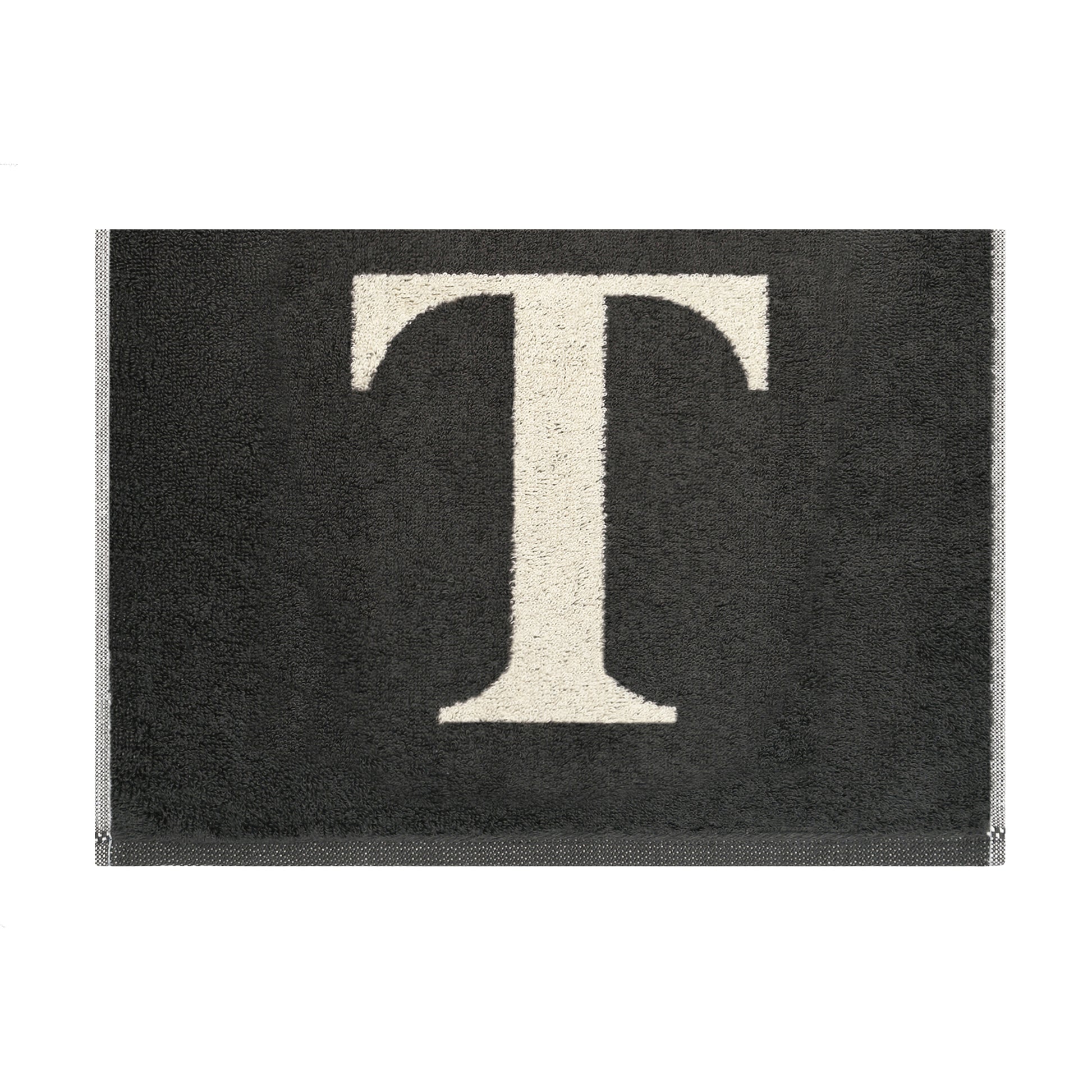 2er Set - Kleines Handtuch mit Buchstabe "T" – Natur / Dunkelgrau