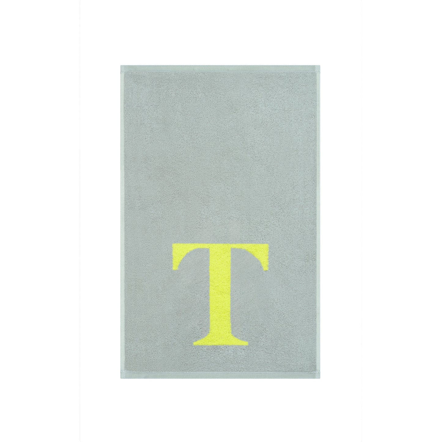 2er Set - Kleines Handtuch mit Buchstabe "T" – Silber / Lime