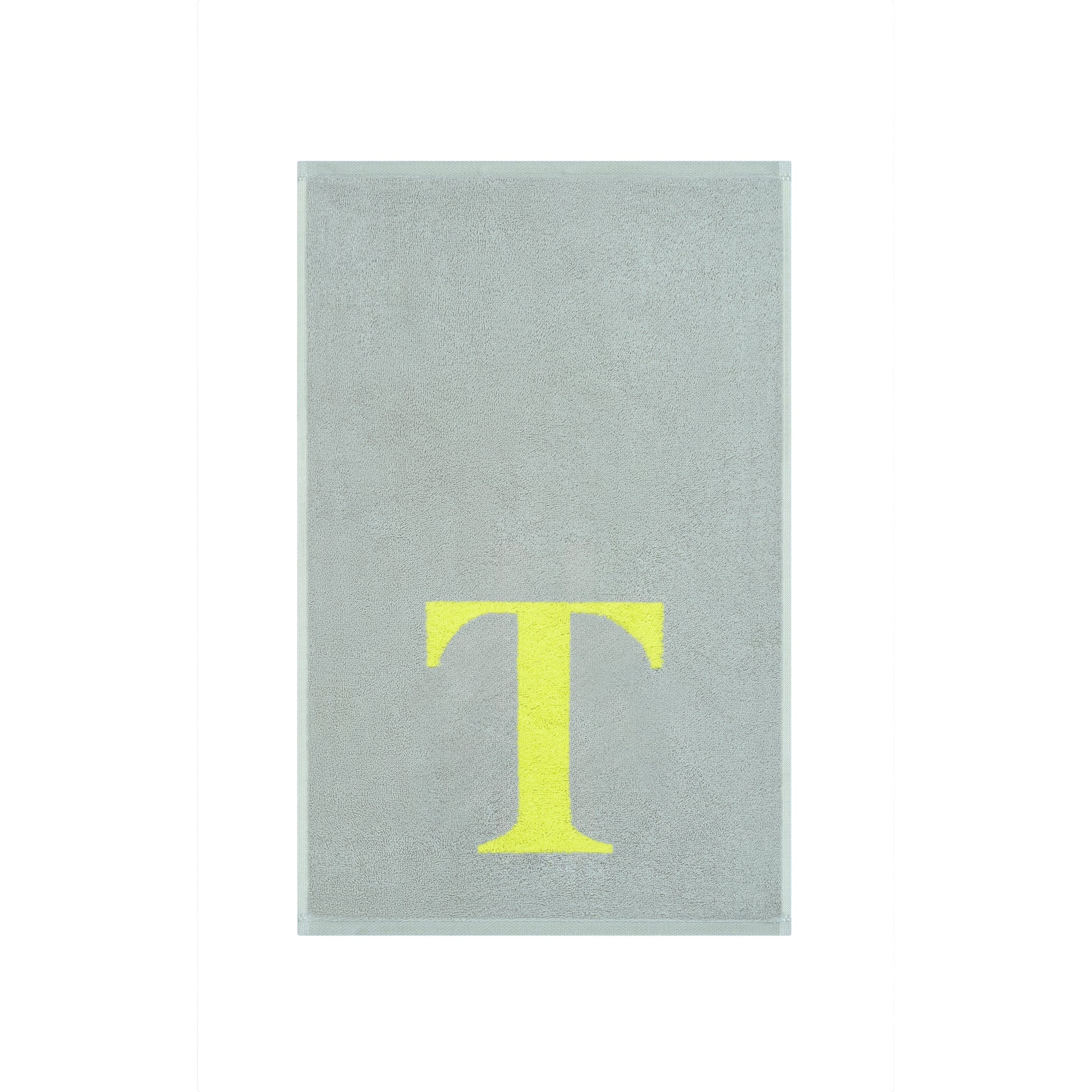 2er Set - Kleines Handtuch mit Buchstabe "T" – Silber / Lime