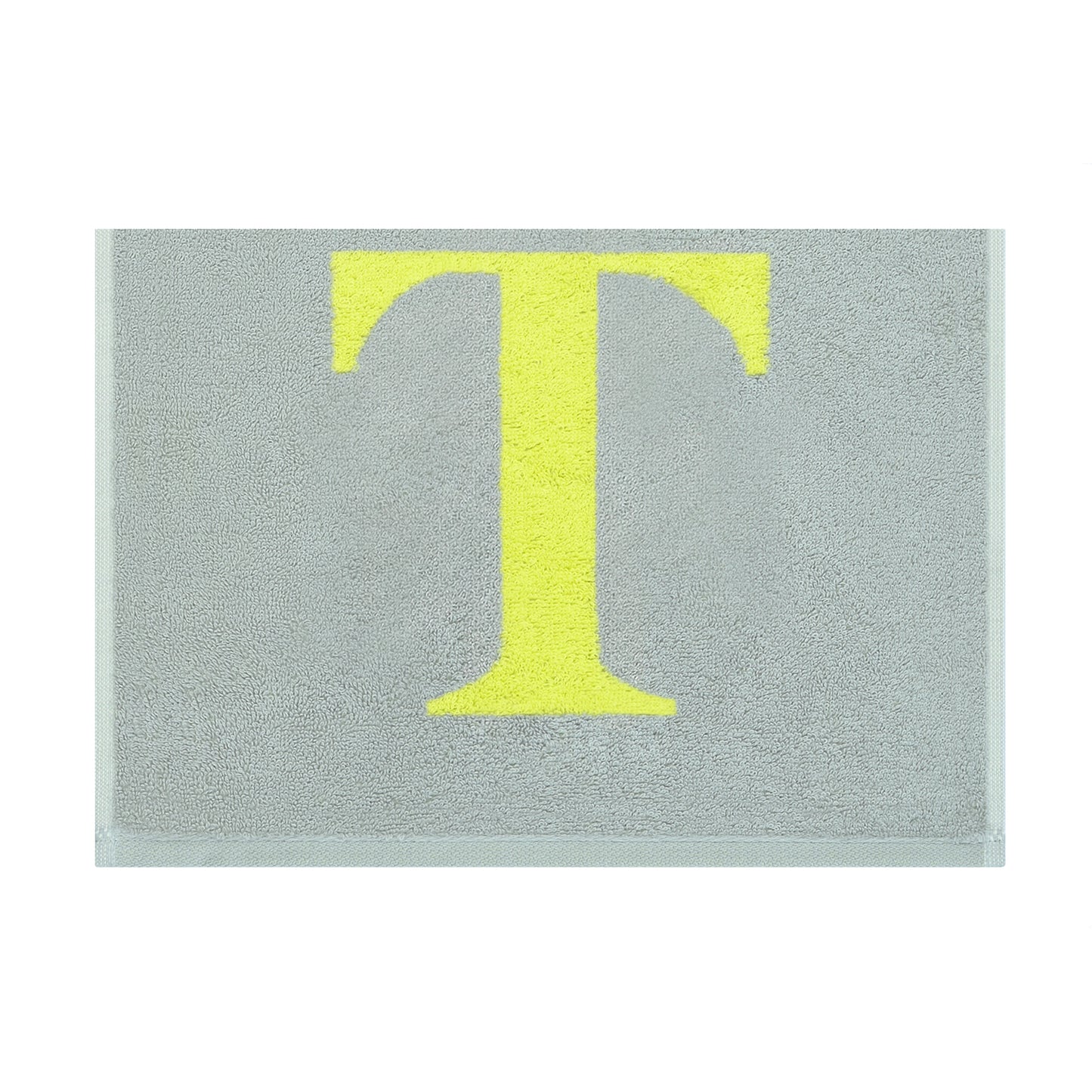 2er Set - Kleines Handtuch mit Buchstabe "T" – Silber / Lime