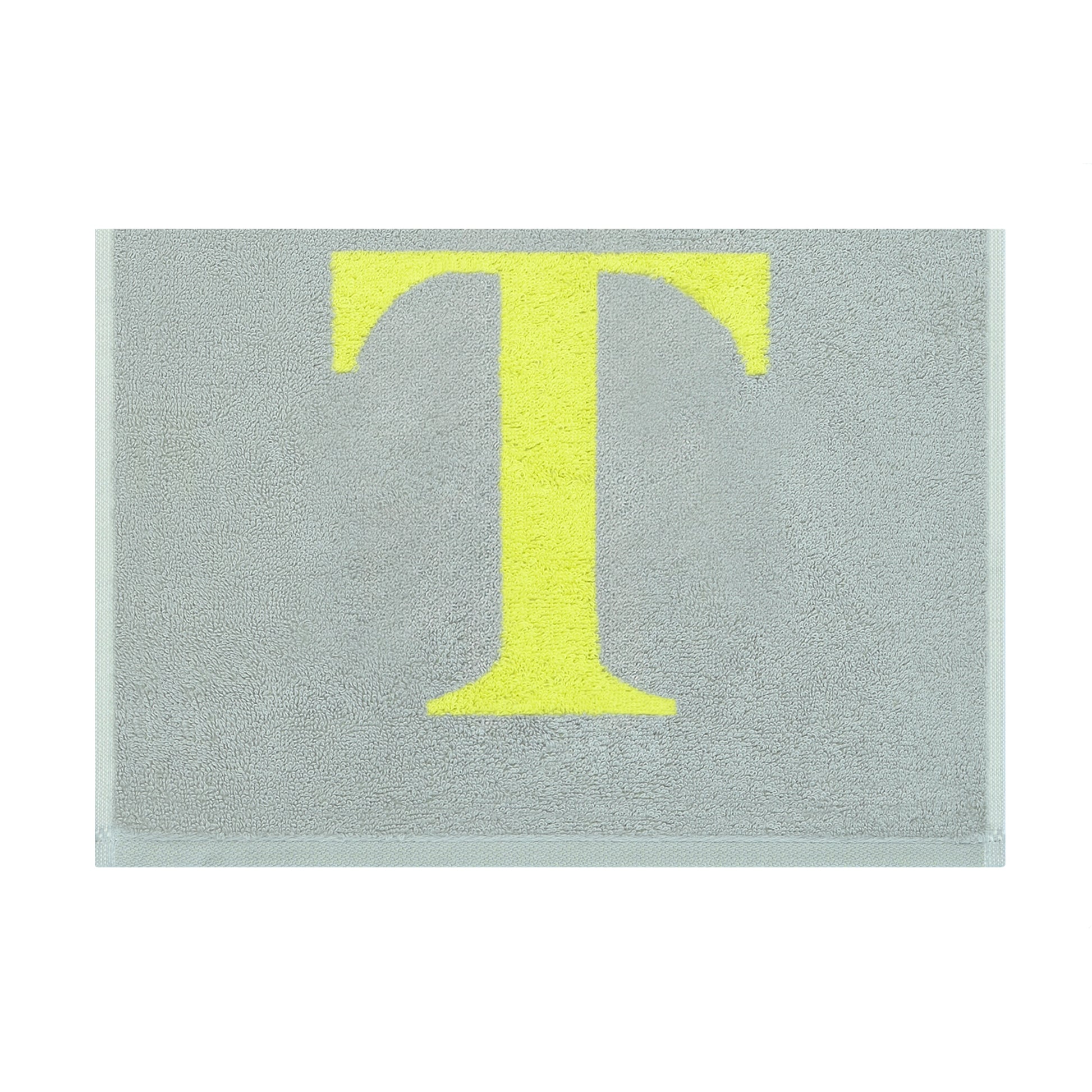 2er Set - Kleines Handtuch mit Buchstabe "T" – Silber / Lime