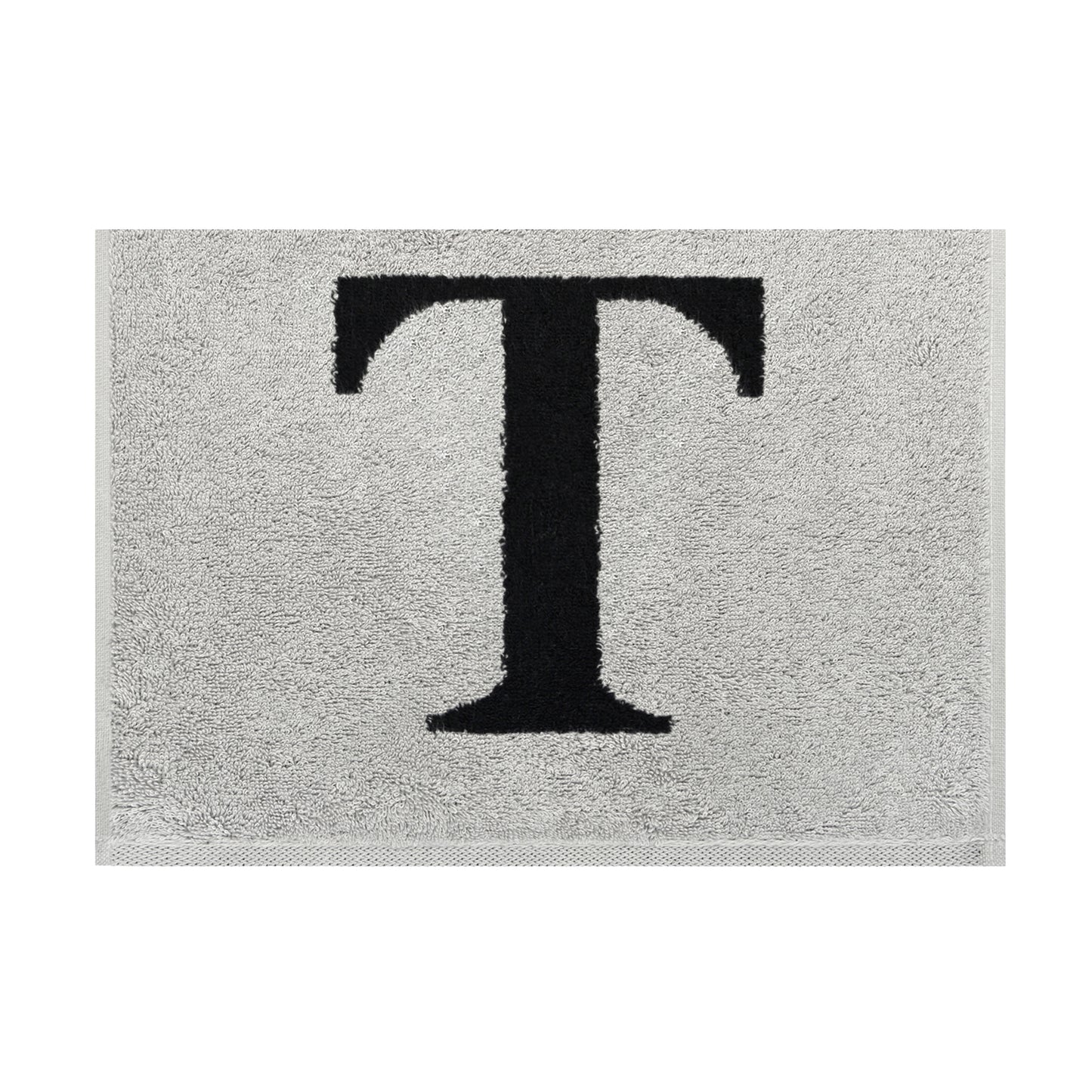 2er Set - Kleines Handtuch mit Buchstabe "T" – Silber / Schwarz