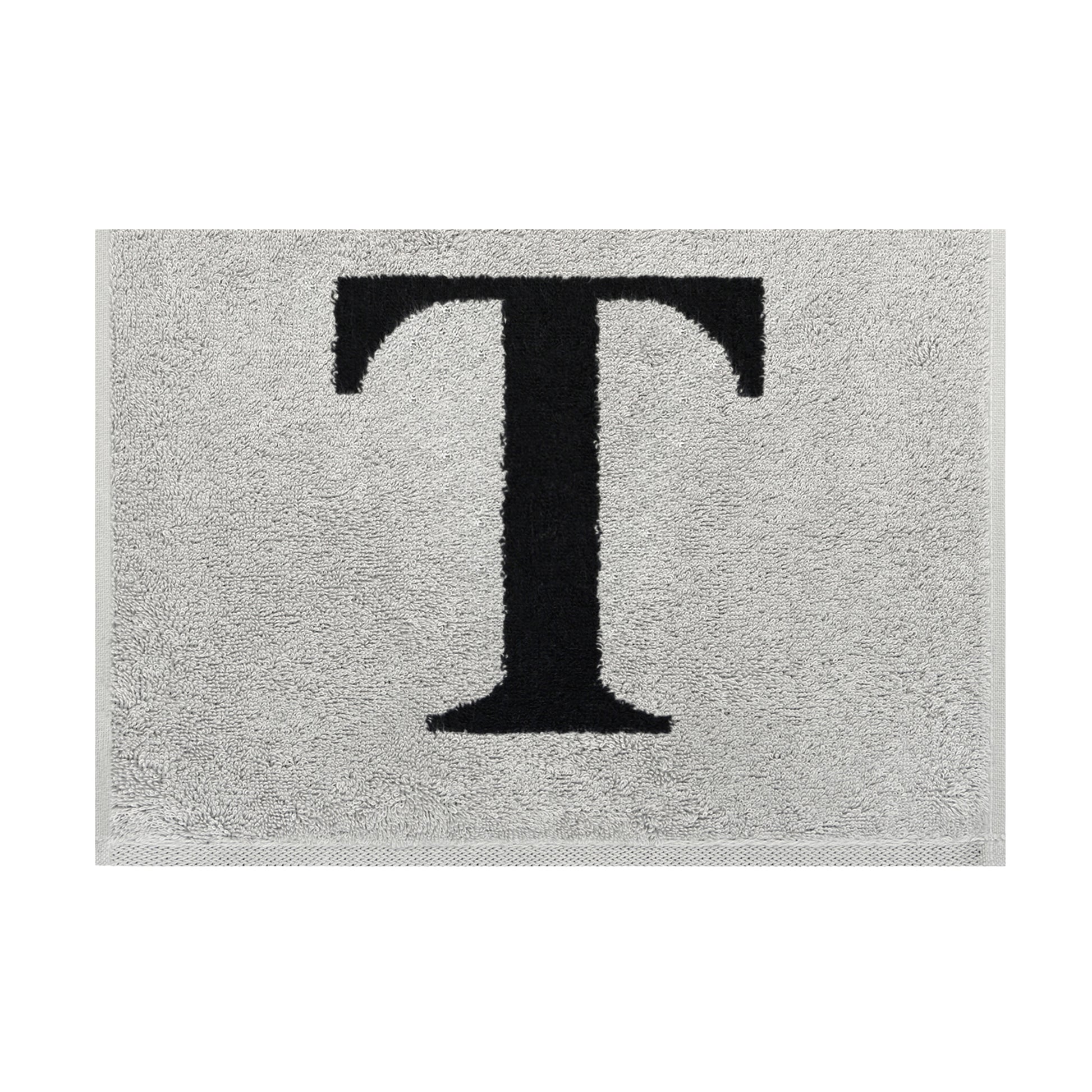 2er Set - Kleines Handtuch mit Buchstabe "T" – Silber / Schwarz