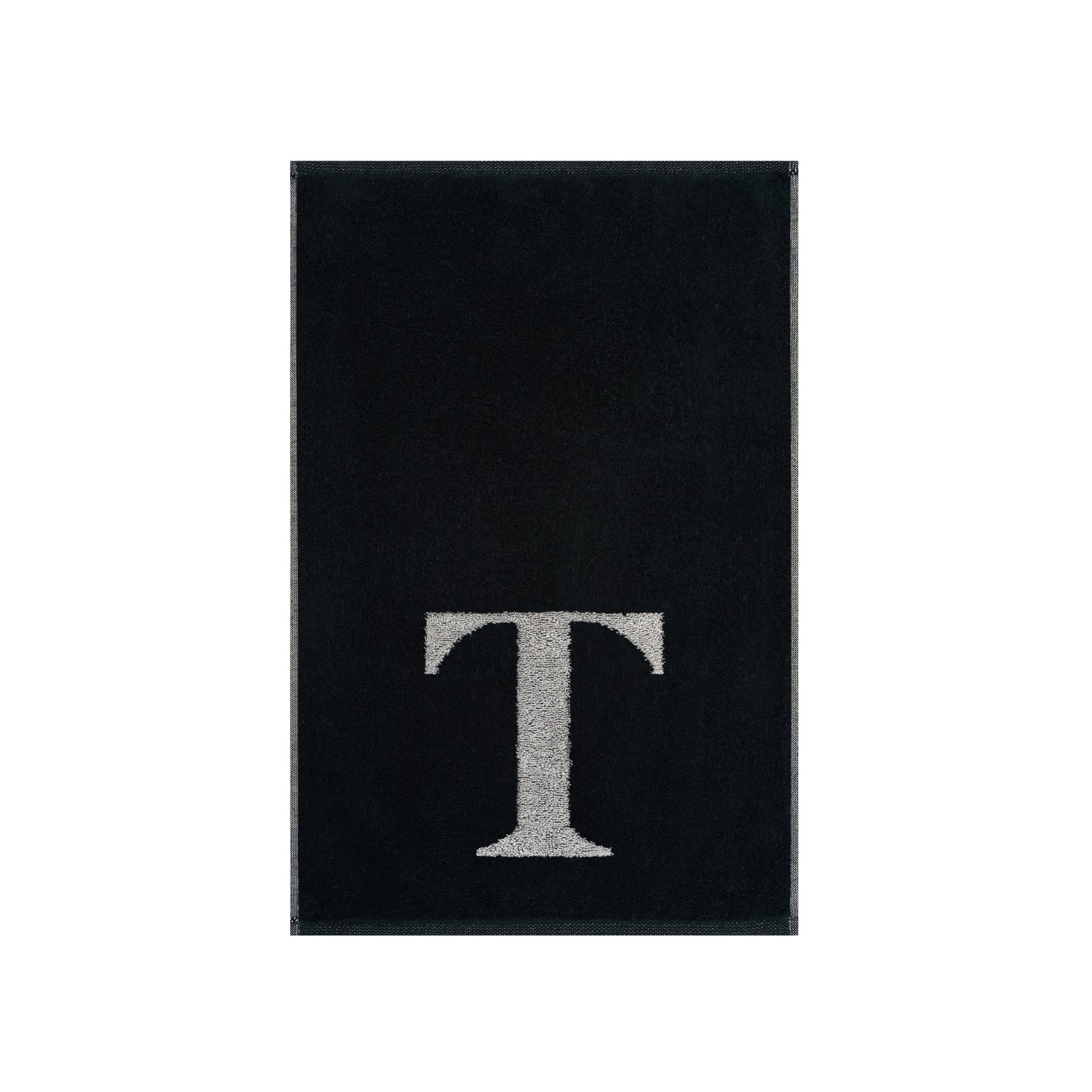 2er Set - Kleines Handtuch mit Buchstabe "T" – Silber / Schwarz