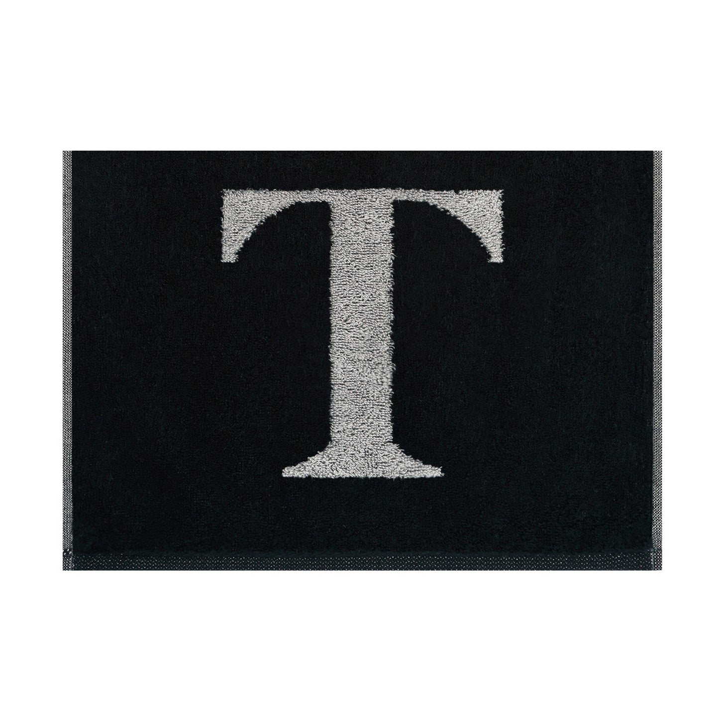 2er Set - Kleines Handtuch mit Buchstabe "T" – Silber / Schwarz