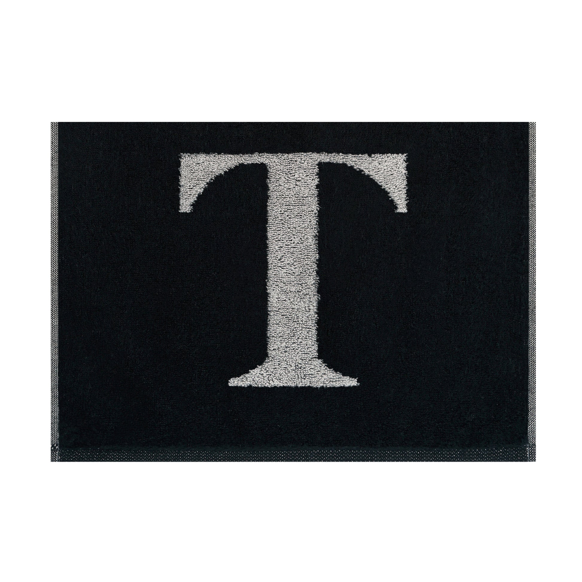 2er Set - Kleines Handtuch mit Buchstabe "T" – Silber / Schwarz