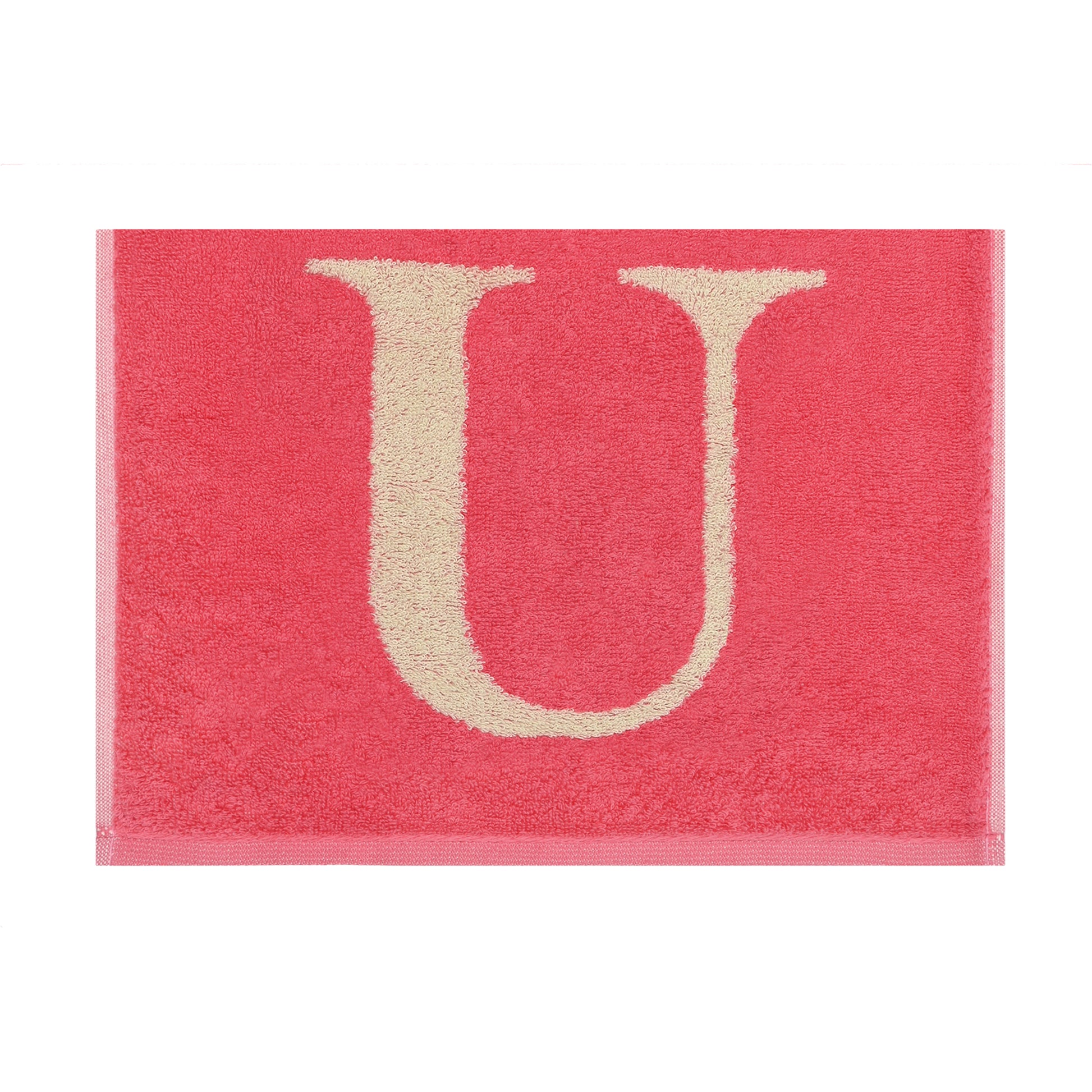 2er Set - Kleines Handtuch mit Buchstabe "U" – Natur / Pink / Orange