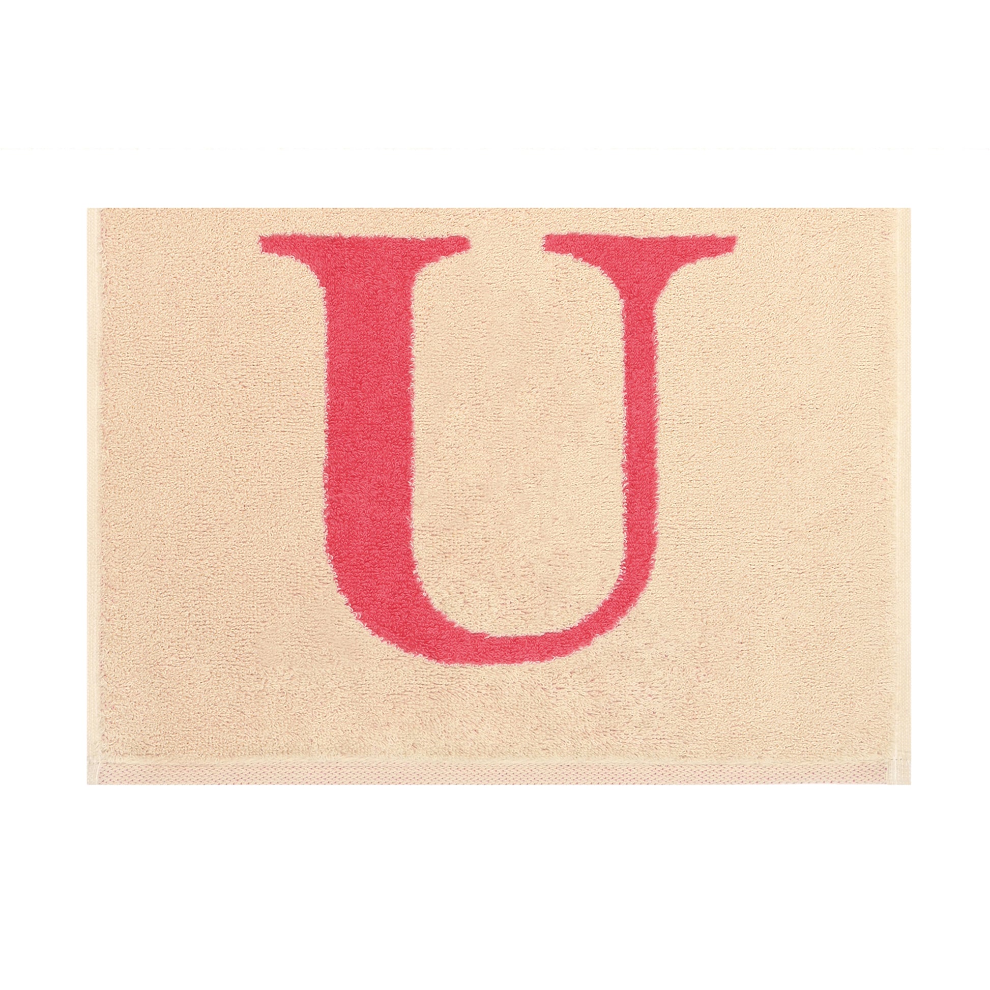 2er Set - Kleines Handtuch mit Buchstabe "U" – Natur / Pink / Orange