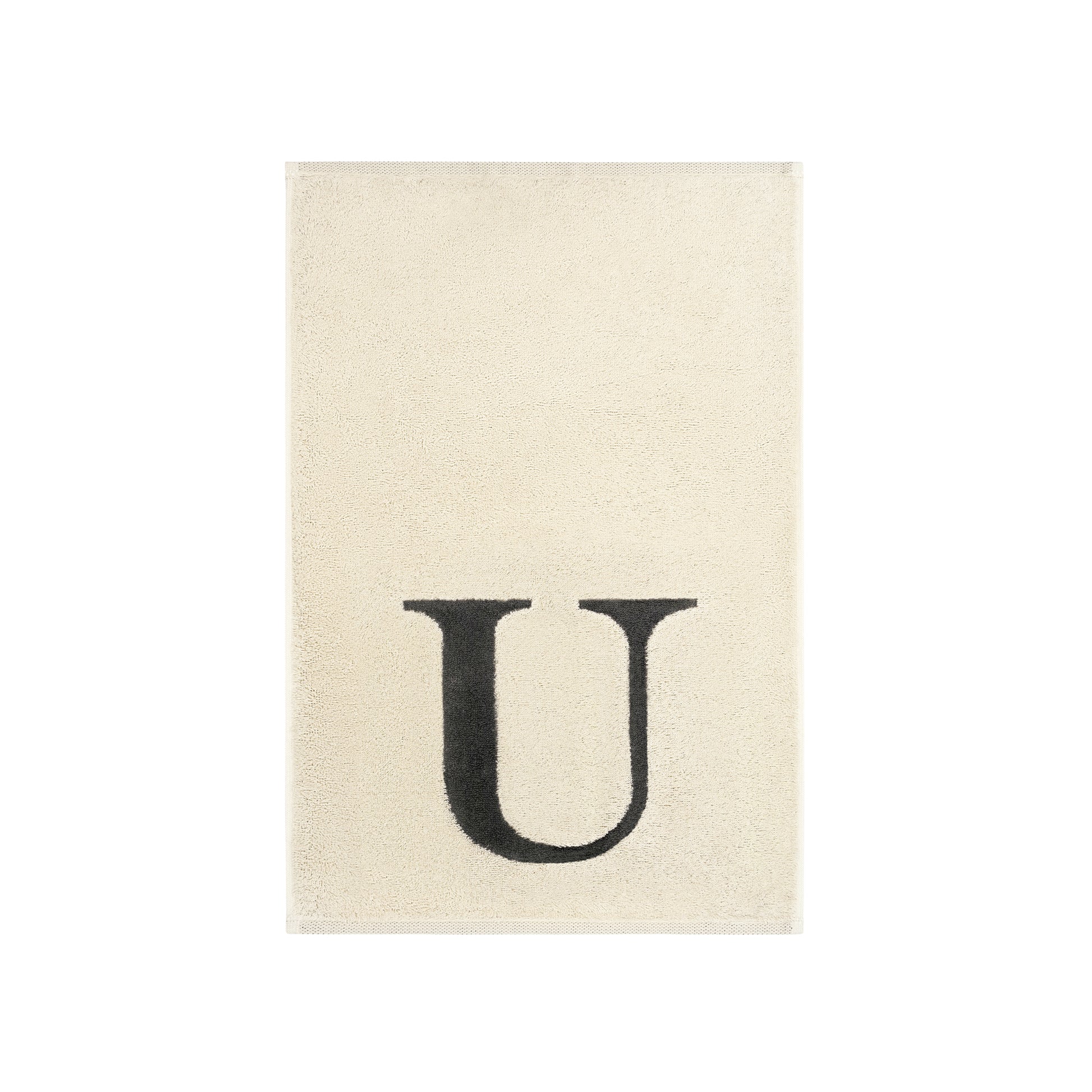 2er Set - Kleines Handtuch mit Buchstabe "U" – Natur / Dunkelgrau