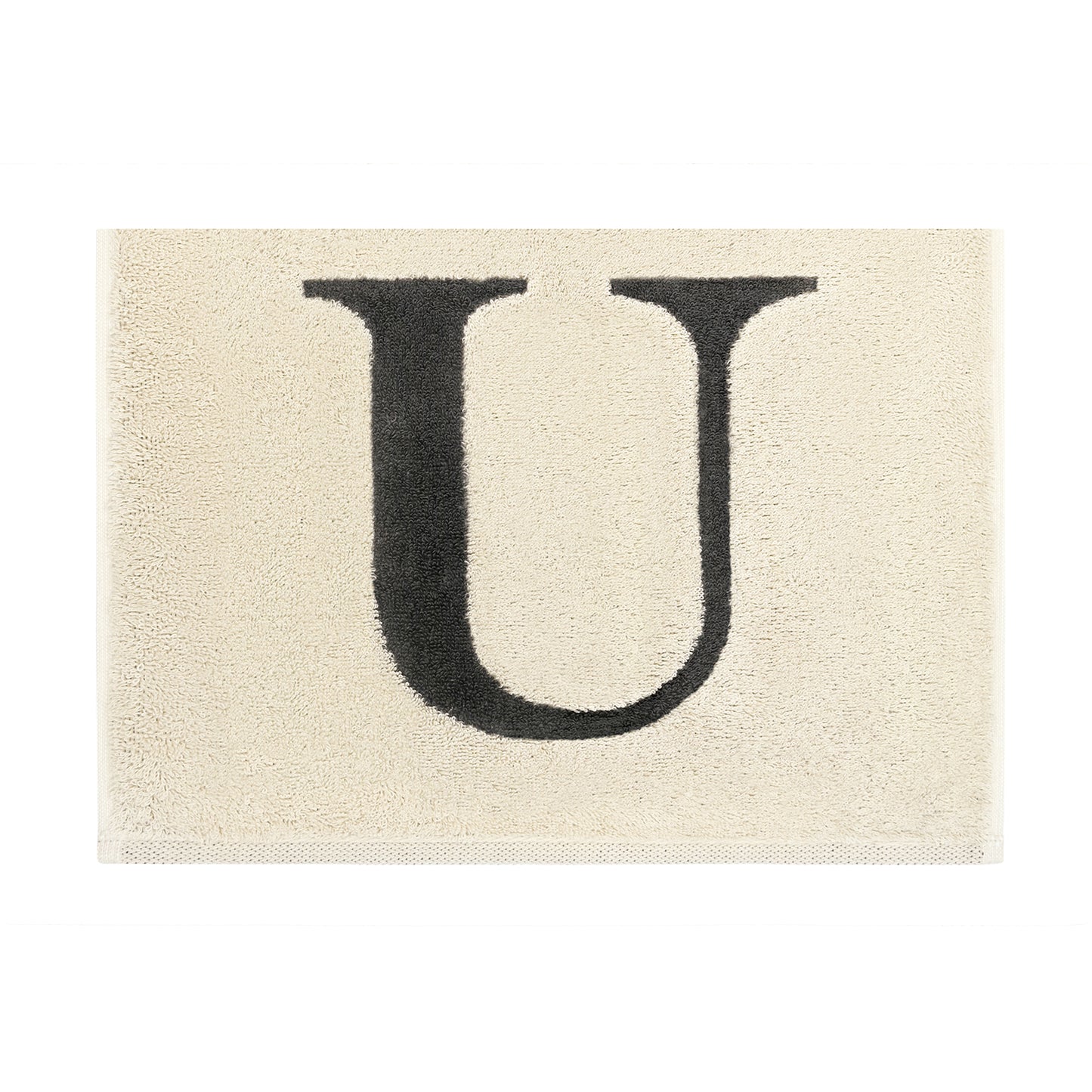 2er Set - Kleines Handtuch mit Buchstabe "U" – Natur / Dunkelgrau