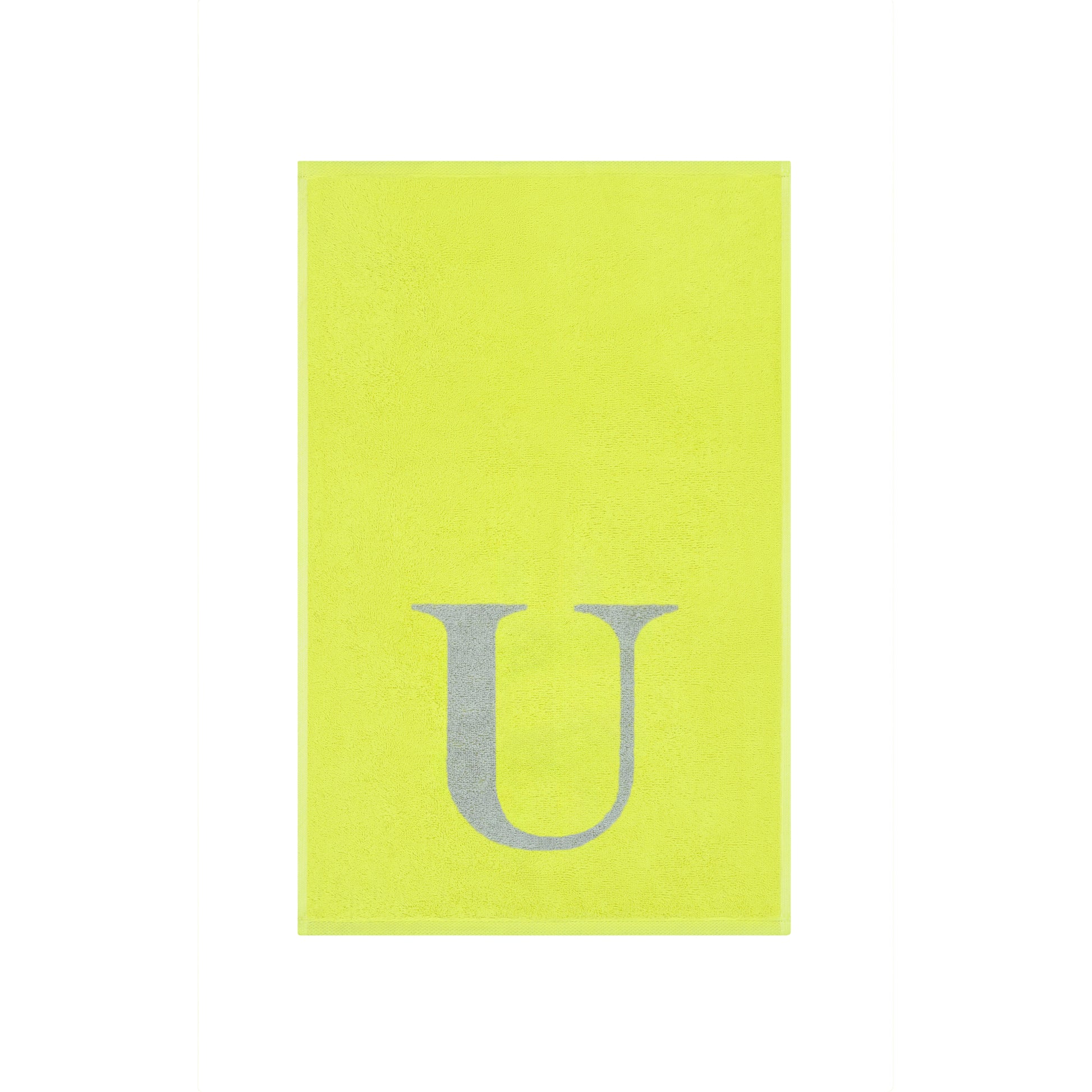 2er Set - Kleines Handtuch mit Buchstabe "U" – Silber / Lime