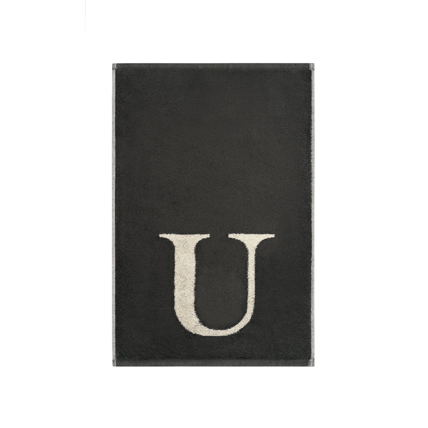 2er Set - Kleines Handtuch mit Buchstabe "U" – Natur / Dunkelgrau