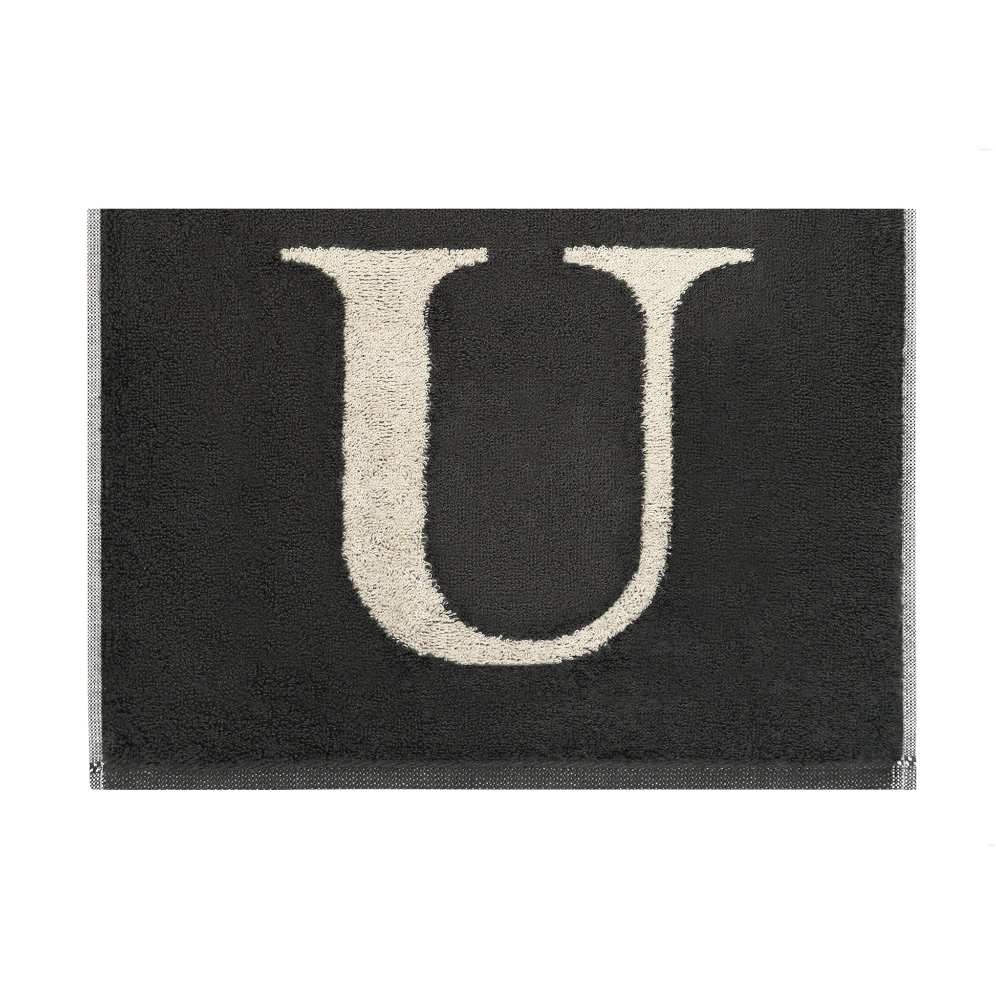 2er Set - Kleines Handtuch mit Buchstabe "U" – Natur / Dunkelgrau