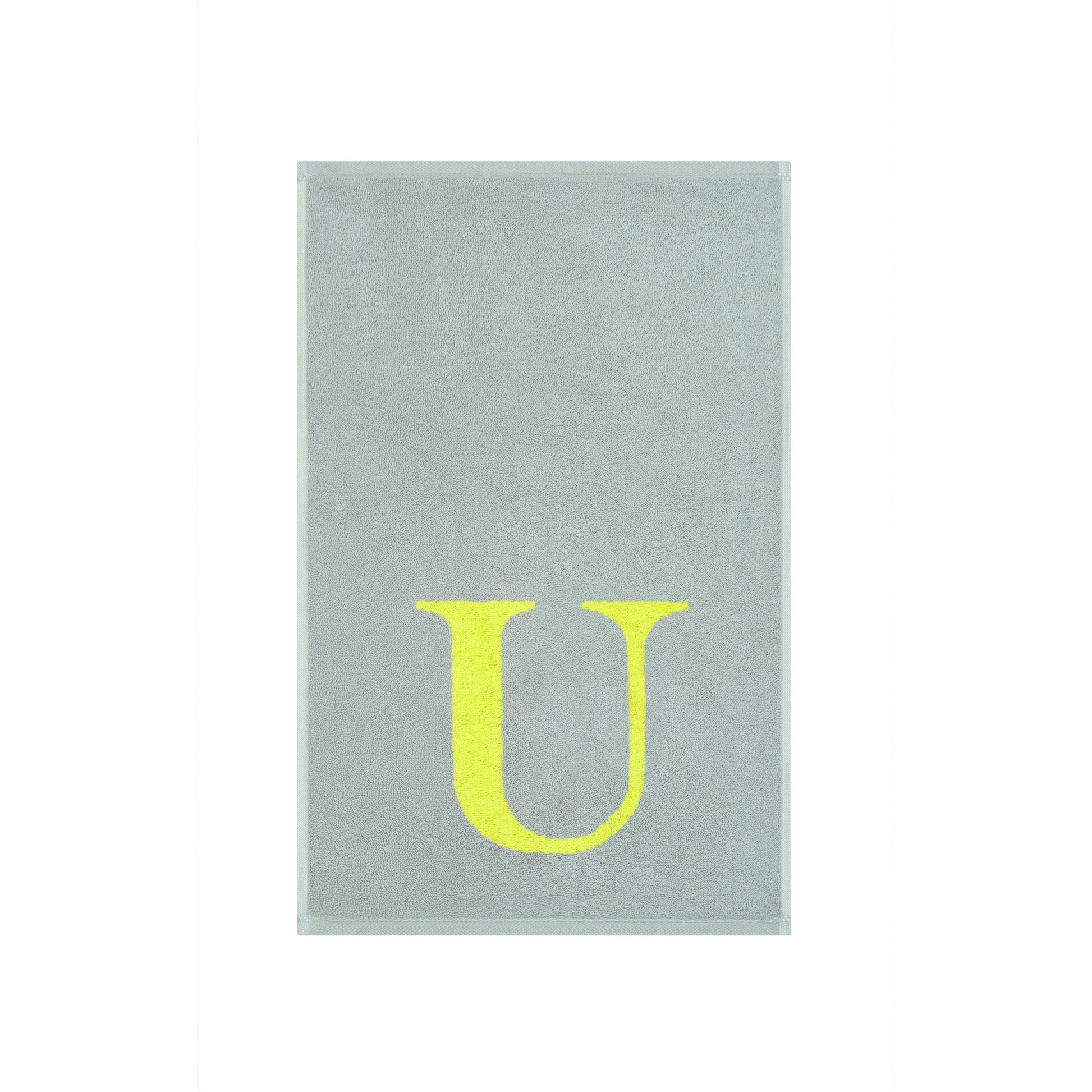 2er Set - Kleines Handtuch mit Buchstabe "U" – Silber / Lime