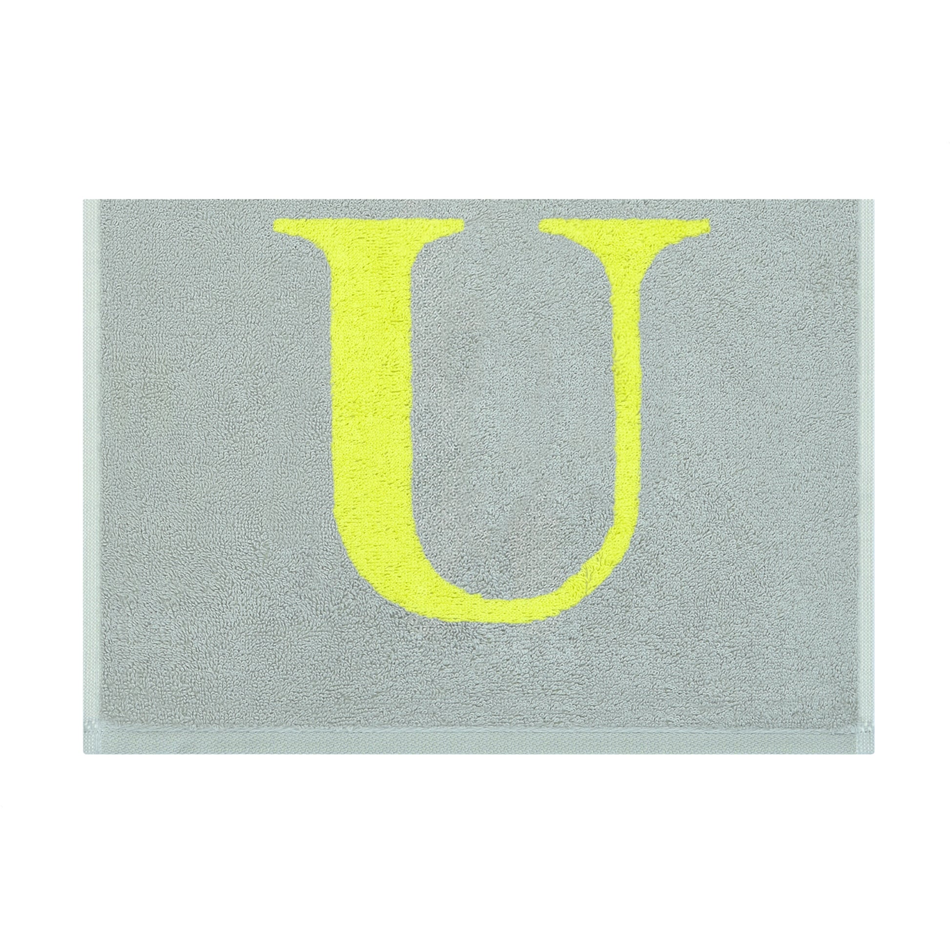 2er Set - Kleines Handtuch mit Buchstabe "U" – Silber / Lime