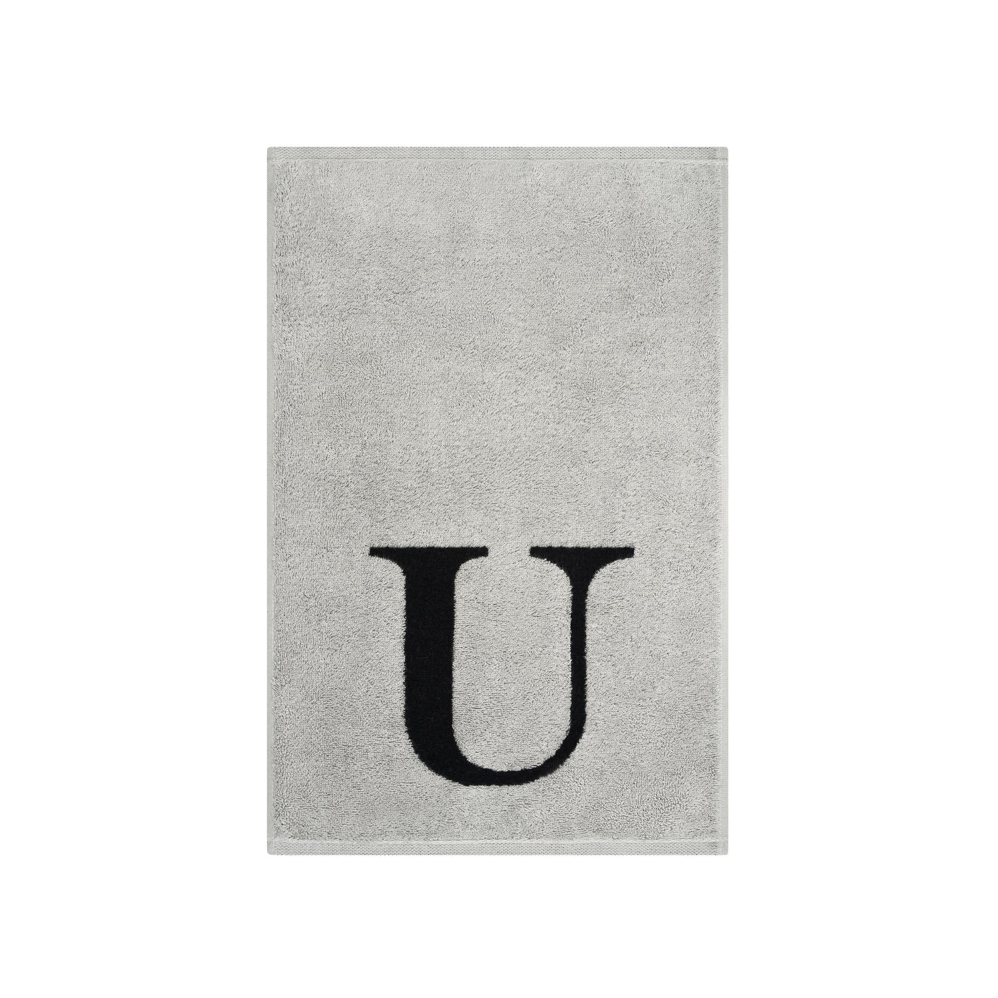 2er Set - Kleines Handtuch mit Buchstabe "U" – Silber / Schwarz