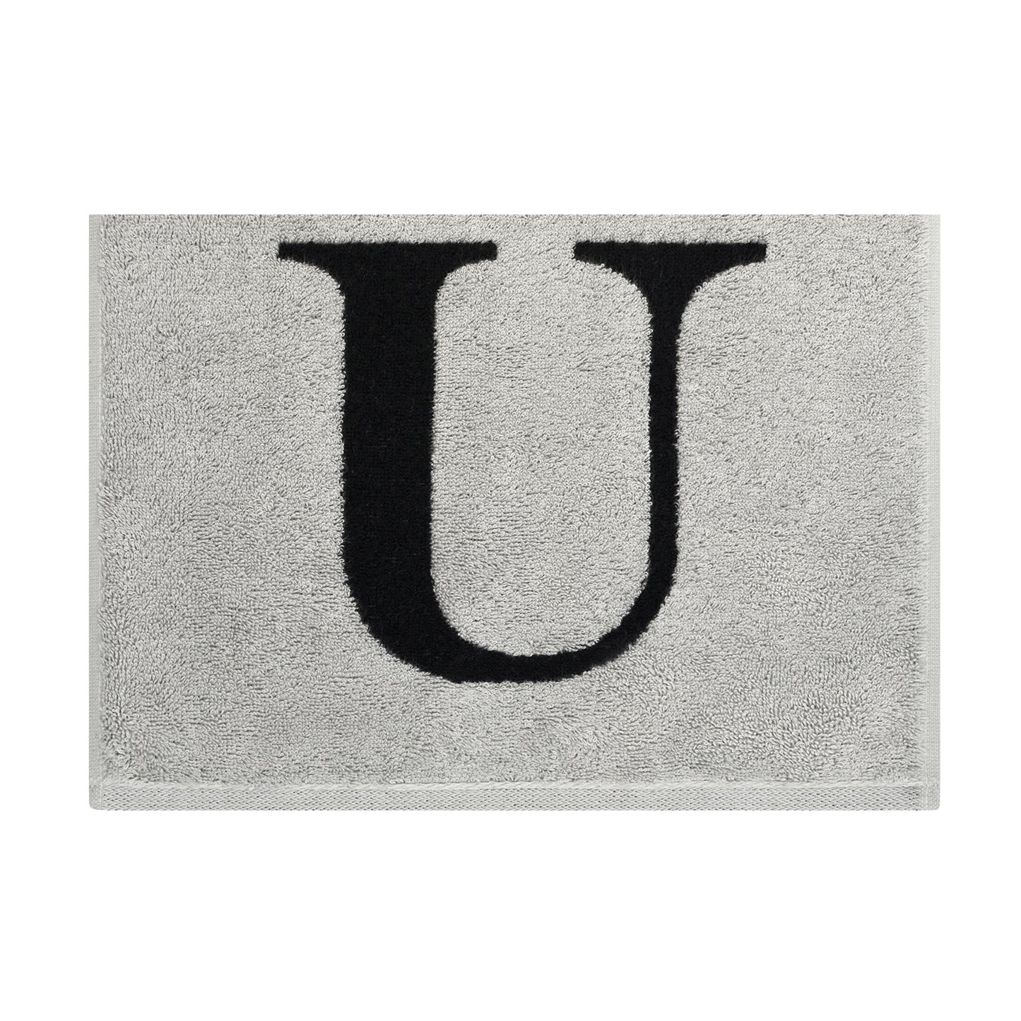 2er Set - Kleines Handtuch mit Buchstabe "U" – Silber / Schwarz