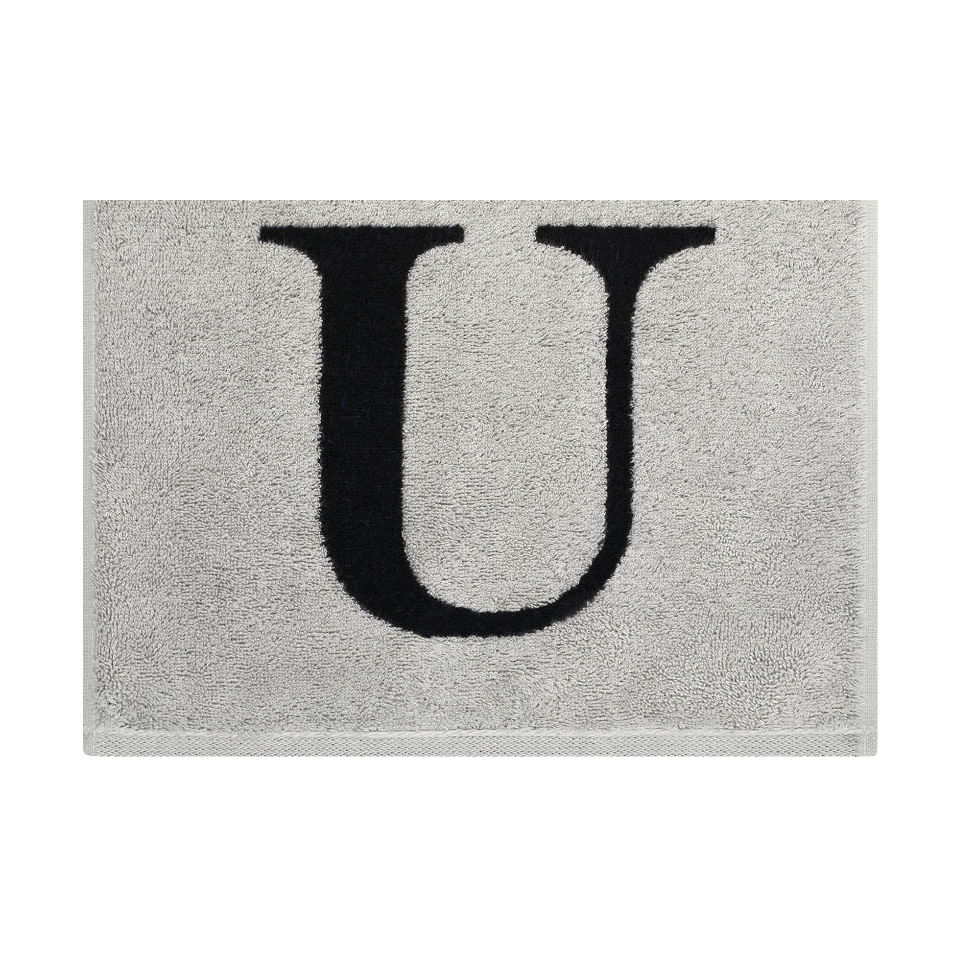 2er Set - Kleines Handtuch mit Buchstabe "U" – Silber / Schwarz