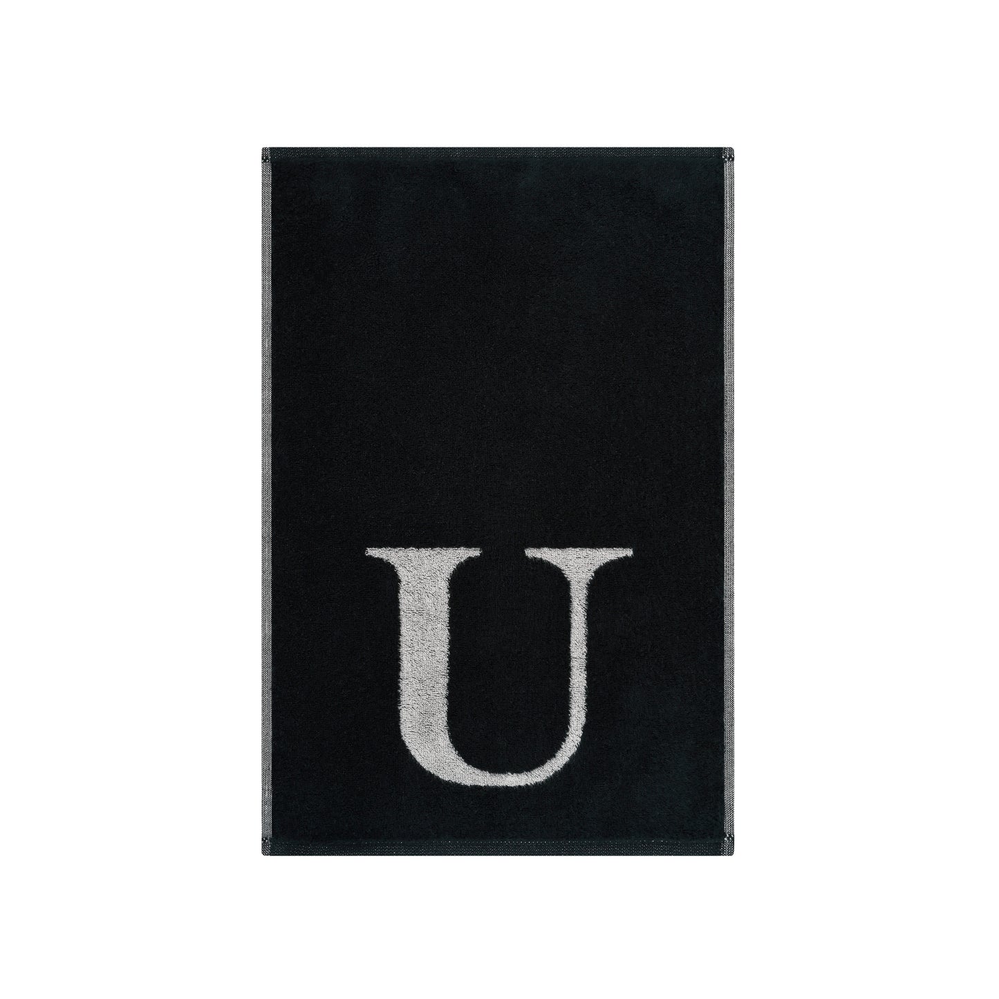 2er Set - Kleines Handtuch mit Buchstabe "U" – Silber / Schwarz