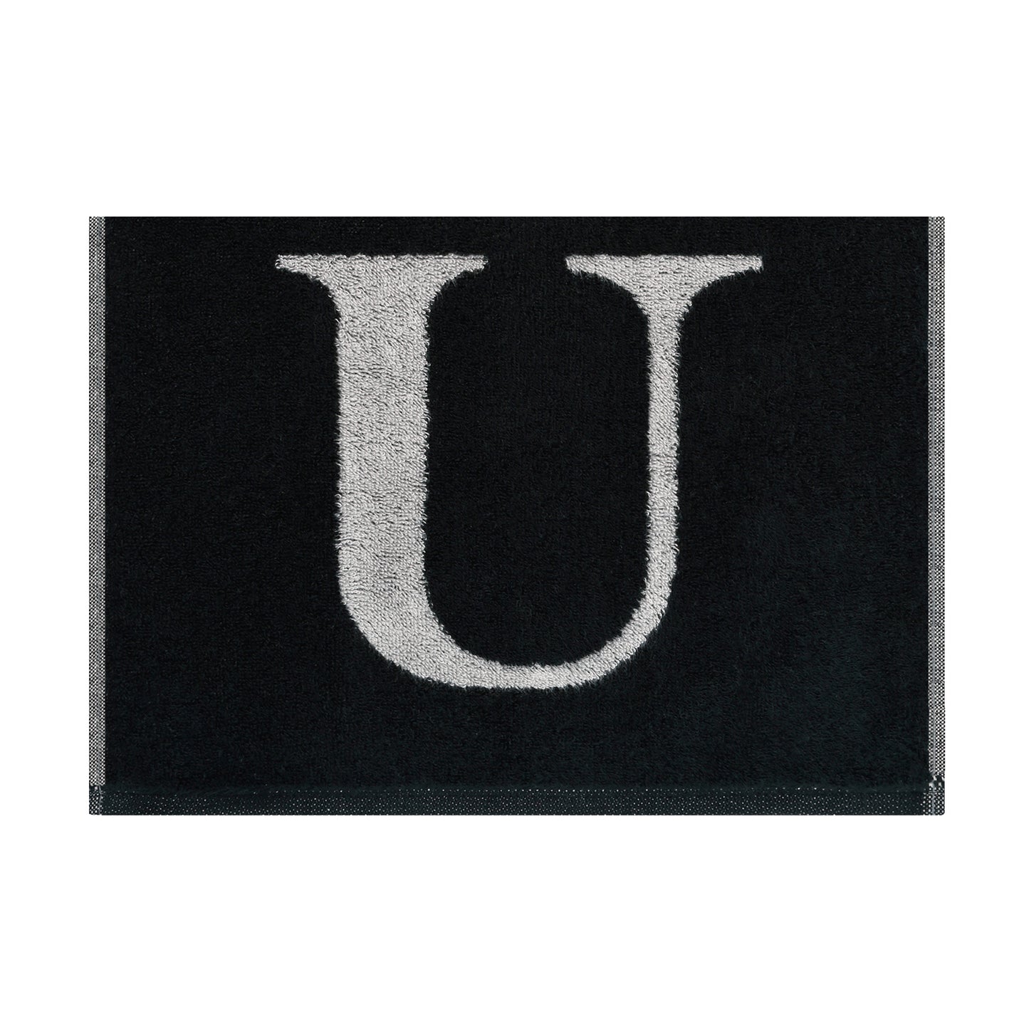 2er Set - Kleines Handtuch mit Buchstabe "U" – Silber / Schwarz