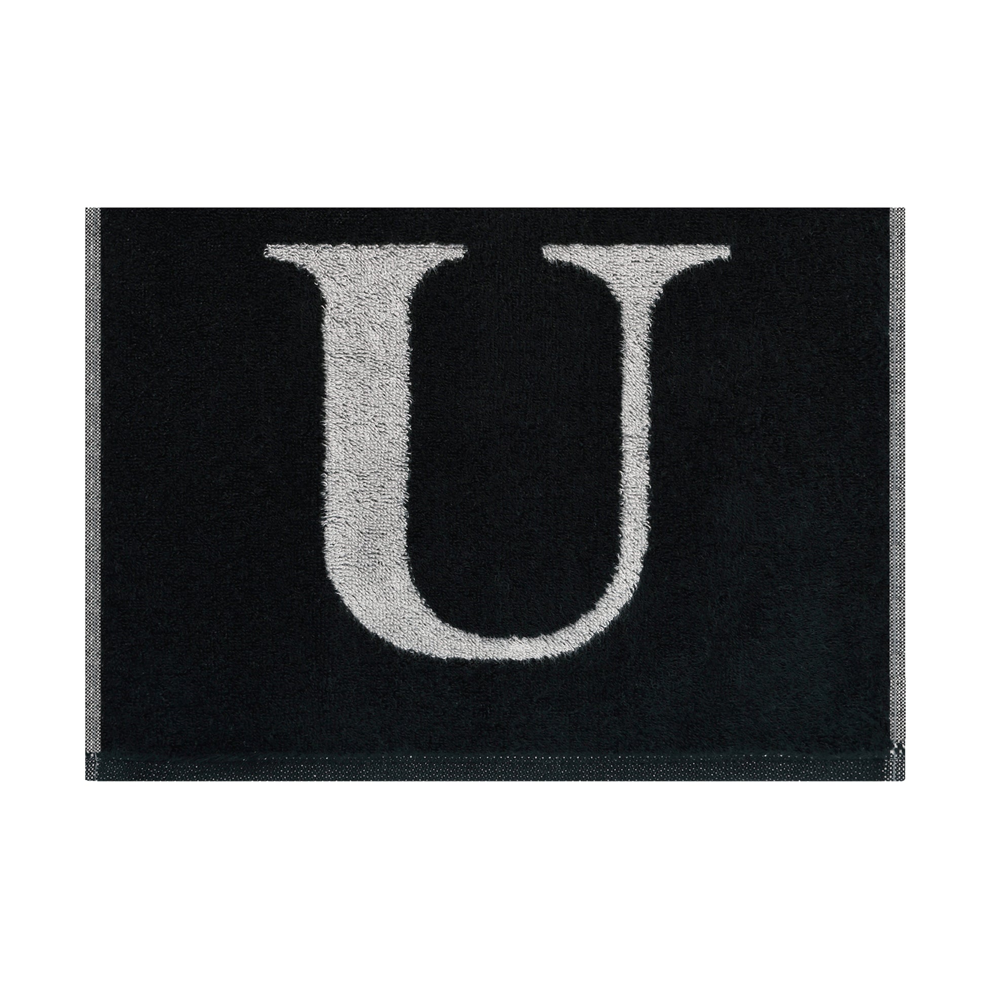 2er Set - Kleines Handtuch mit Buchstabe "U" – Silber / Schwarz