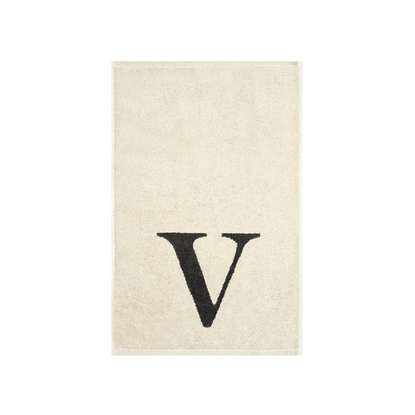 2er Set - Kleines Handtuch mit Buchstabe "V" – Natur / Dunkelgrau