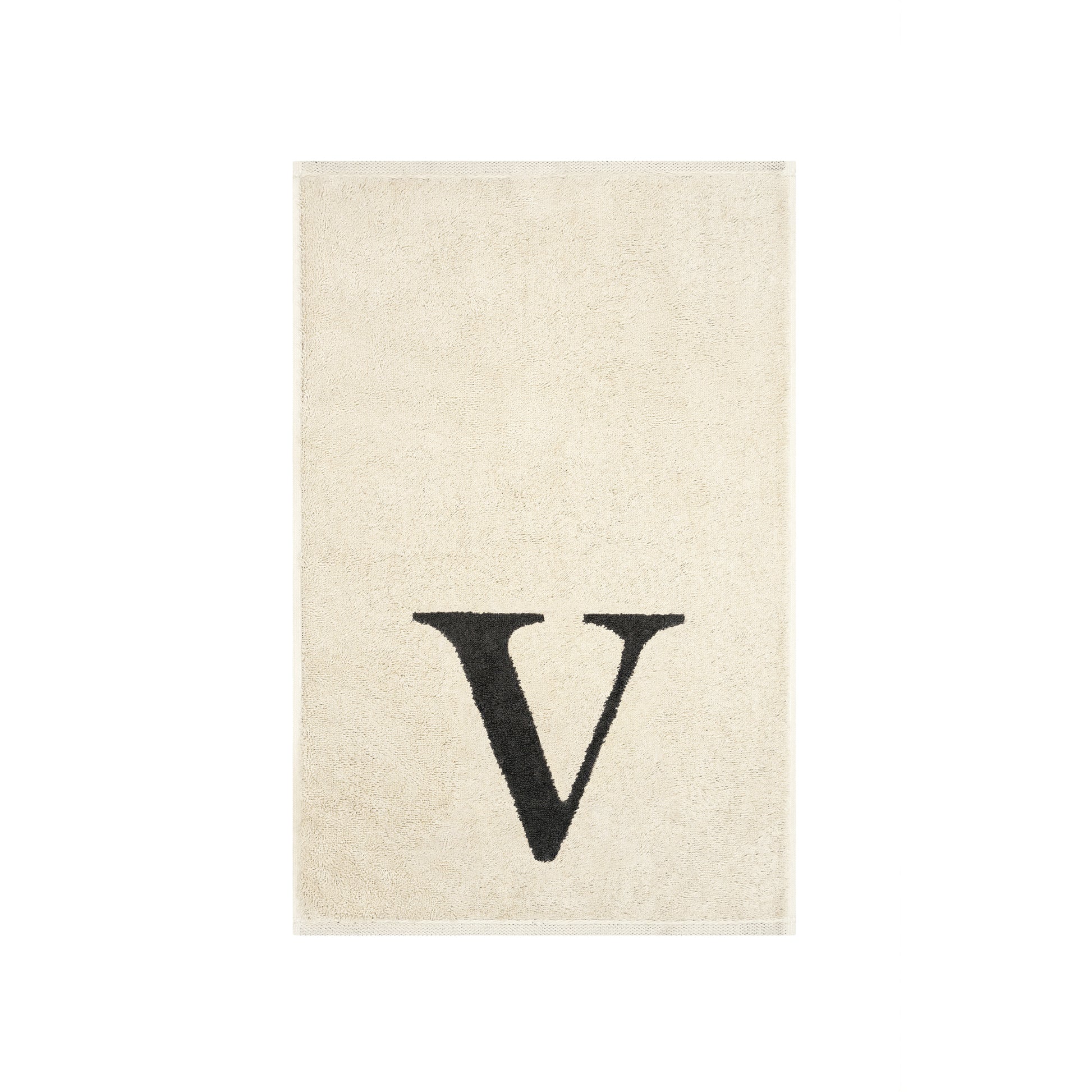 2er Set - Kleines Handtuch mit Buchstabe "V" – Natur / Dunkelgrau