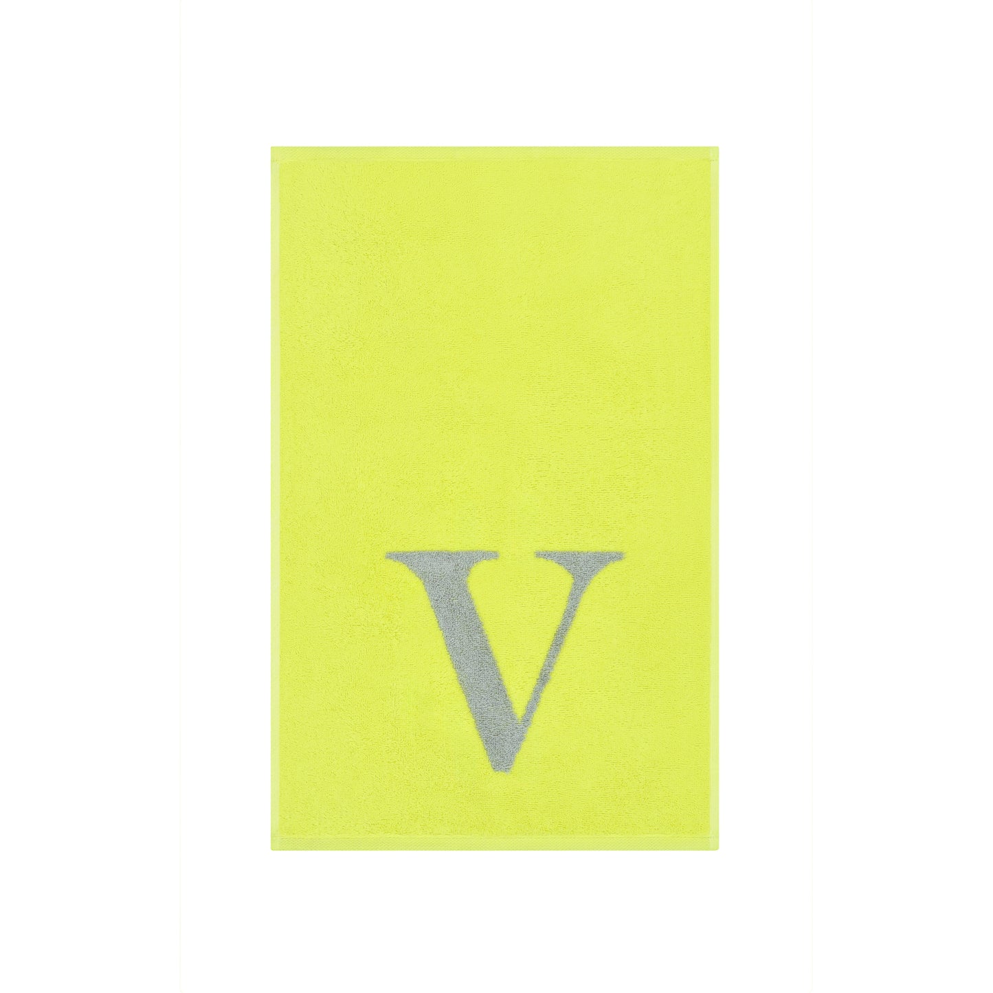 2er Set - Kleines Handtuch mit Buchstabe "V" – Silber / Lime