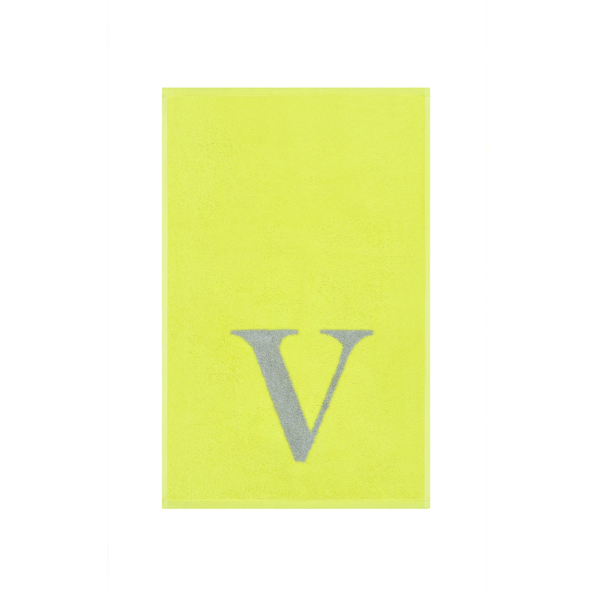 2er Set - Kleines Handtuch mit Buchstabe "V" – Silber / Lime