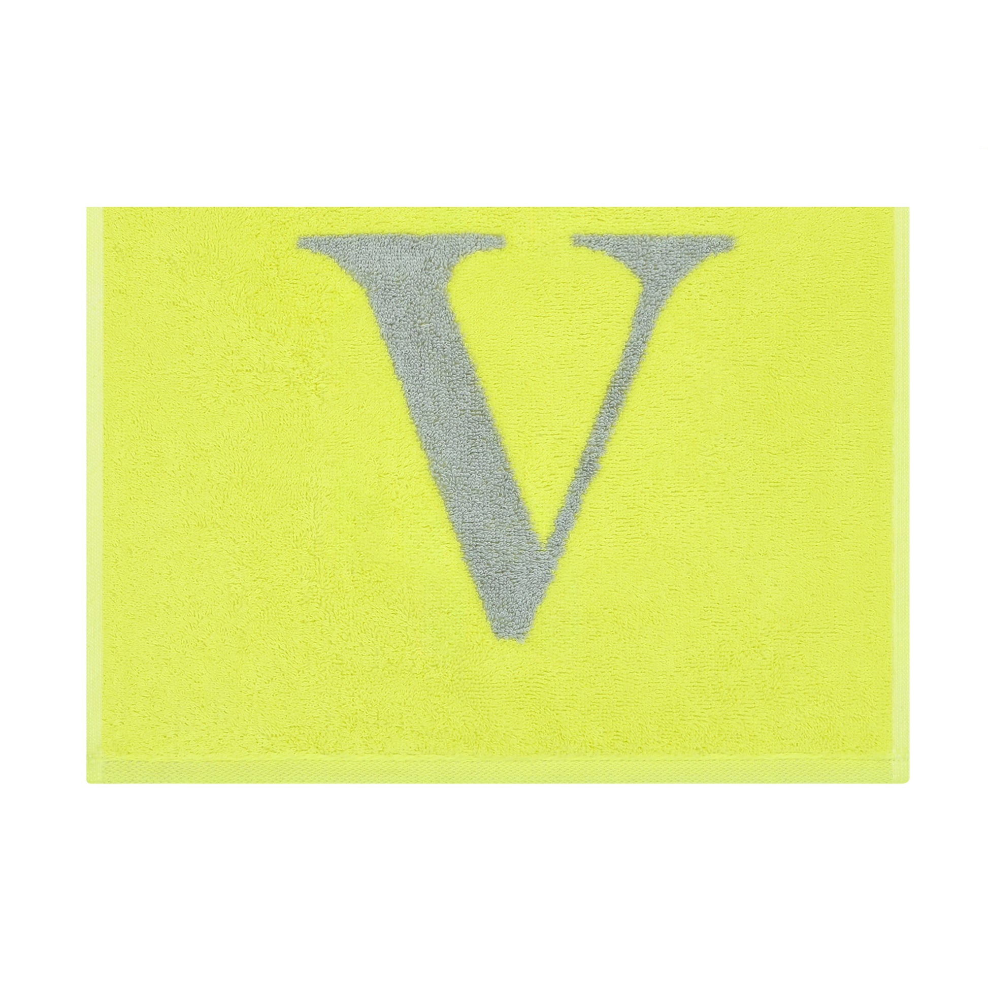 2er Set - Kleines Handtuch mit Buchstabe "V" – Silber / Lime