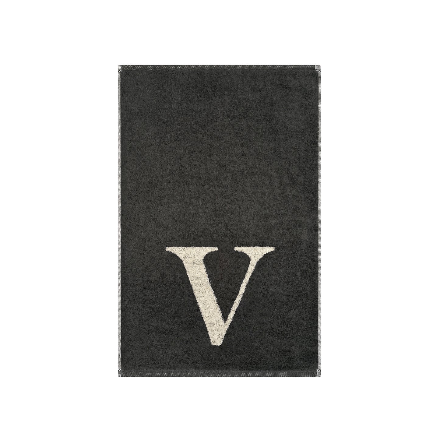 2er Set - Kleines Handtuch mit Buchstabe "V" – Natur / Dunkelgrau