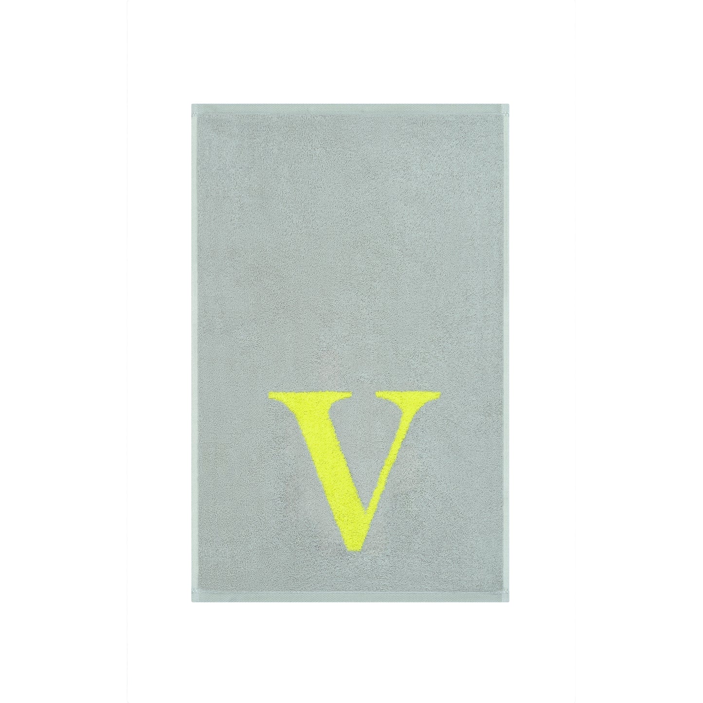 2er Set - Kleines Handtuch mit Buchstabe "V" – Silber / Lime