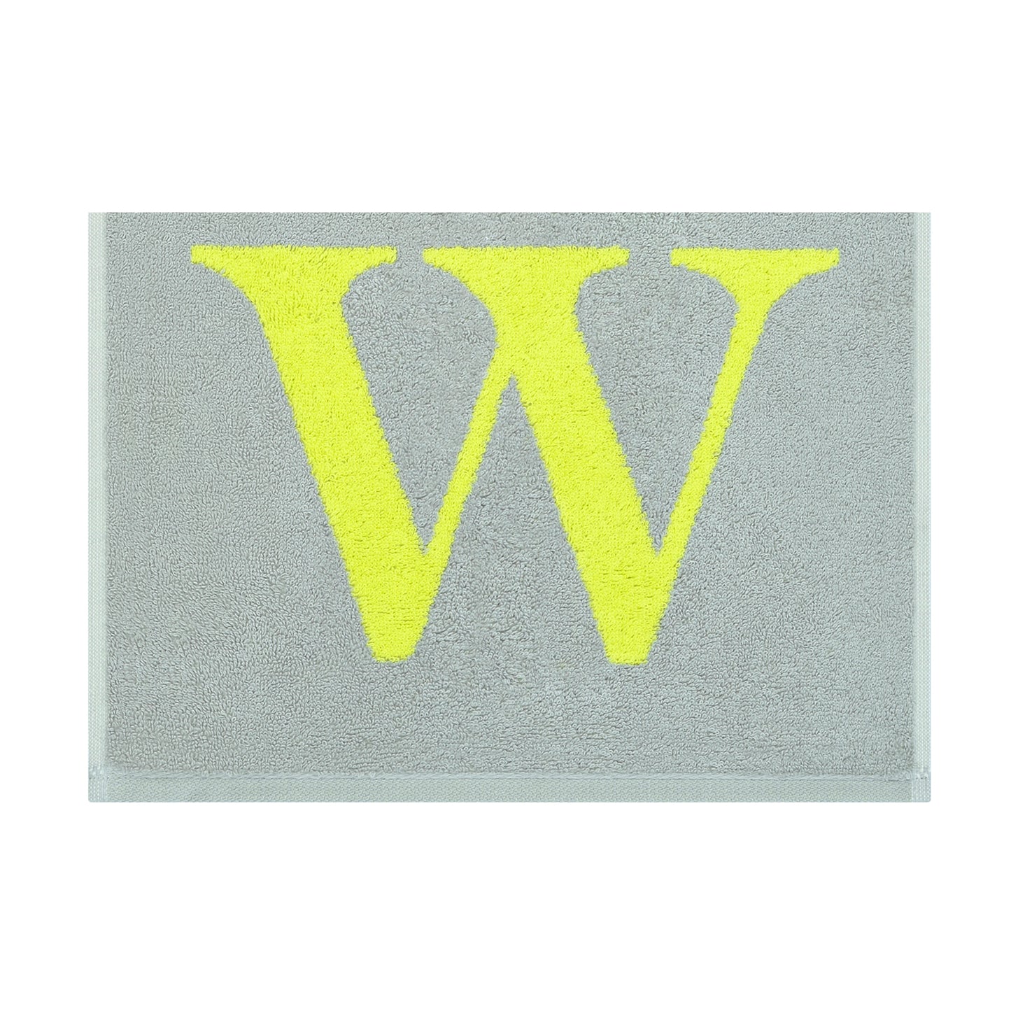 2er Set - Kleines Handtuch mit Buchstabe "W" – Silber / Lime