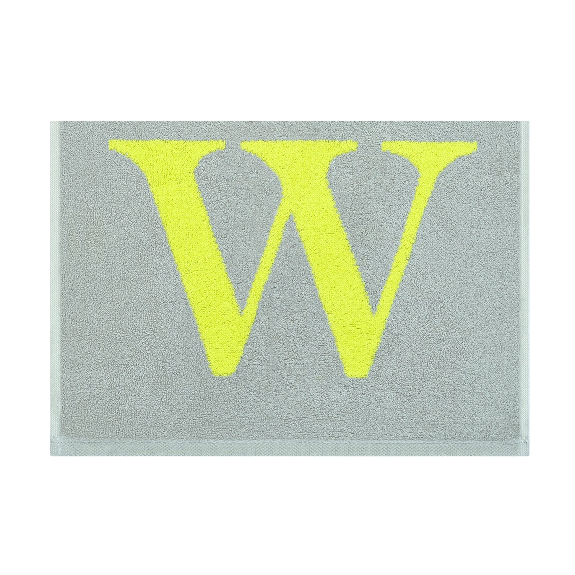 2er Set - Kleines Handtuch mit Buchstabe "W" – Silber / Lime